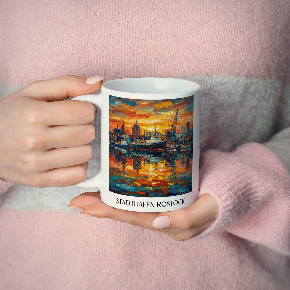 stadthafen-rostock-deutschland-kaffeebecher-oil-painting-oelgemaelde
