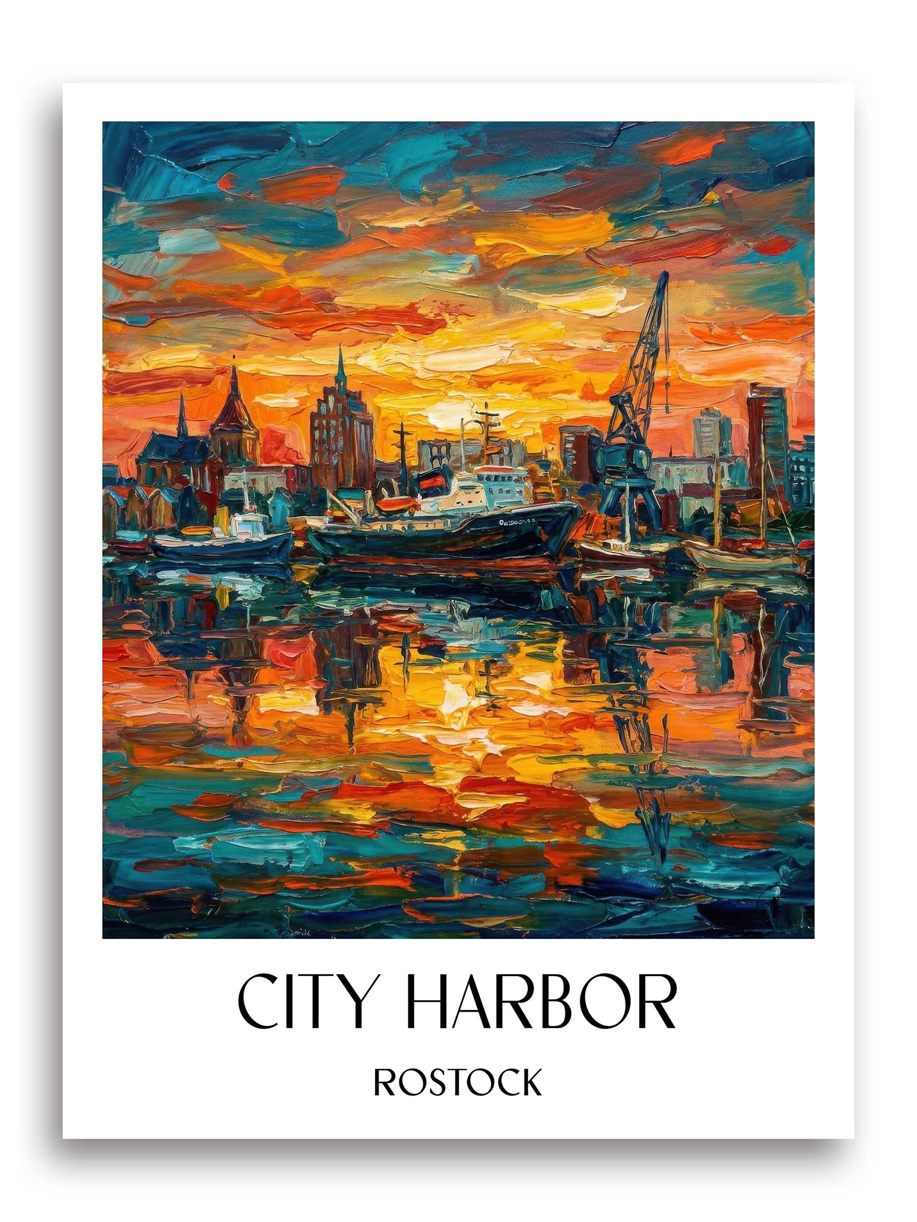 Stadthafen Poster - Rostock - Deutschland Kunstdruck - Ölgemälde von A4 bis A1 - favplace