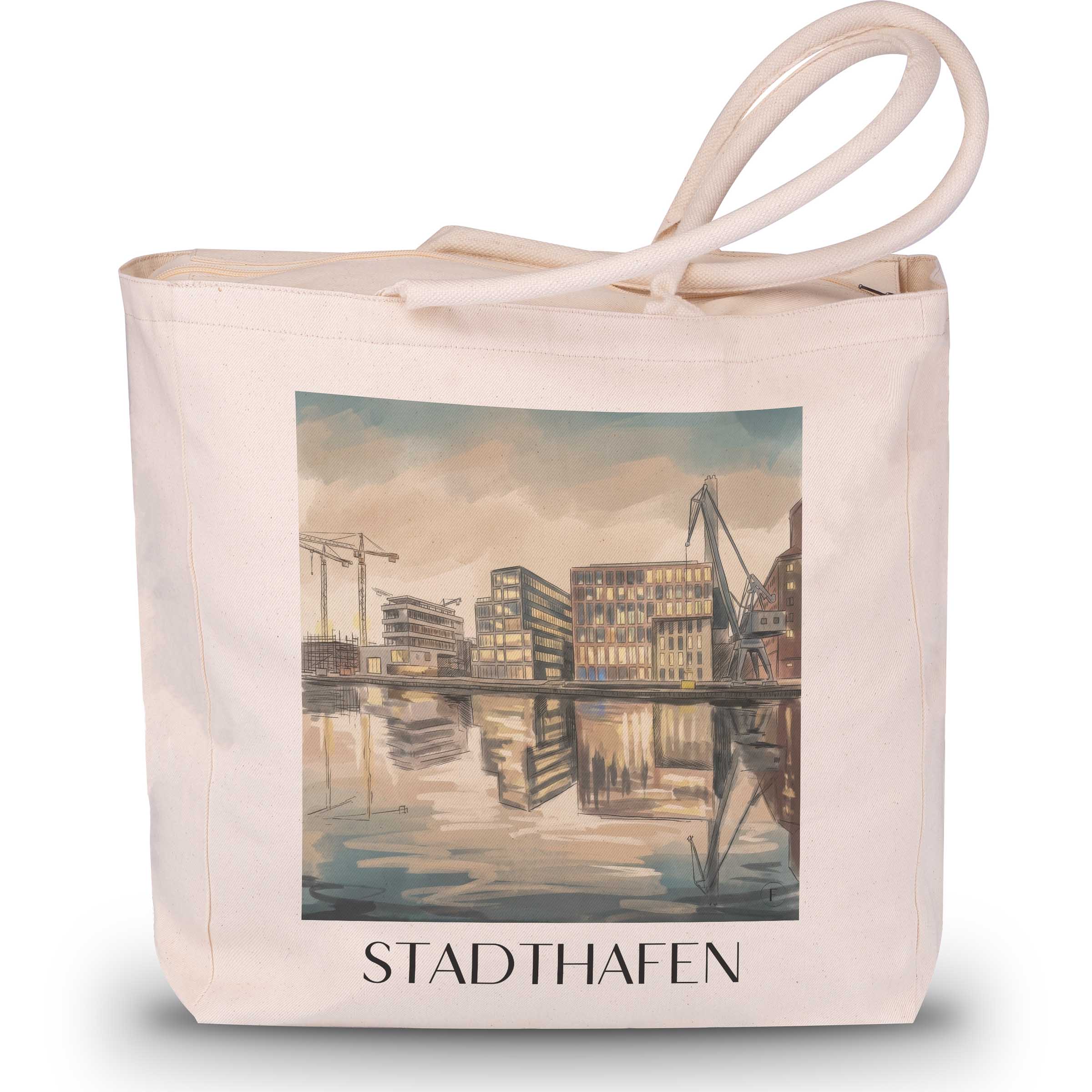 stadthafen-münster-deutschland-einkaufstasche-aquarell