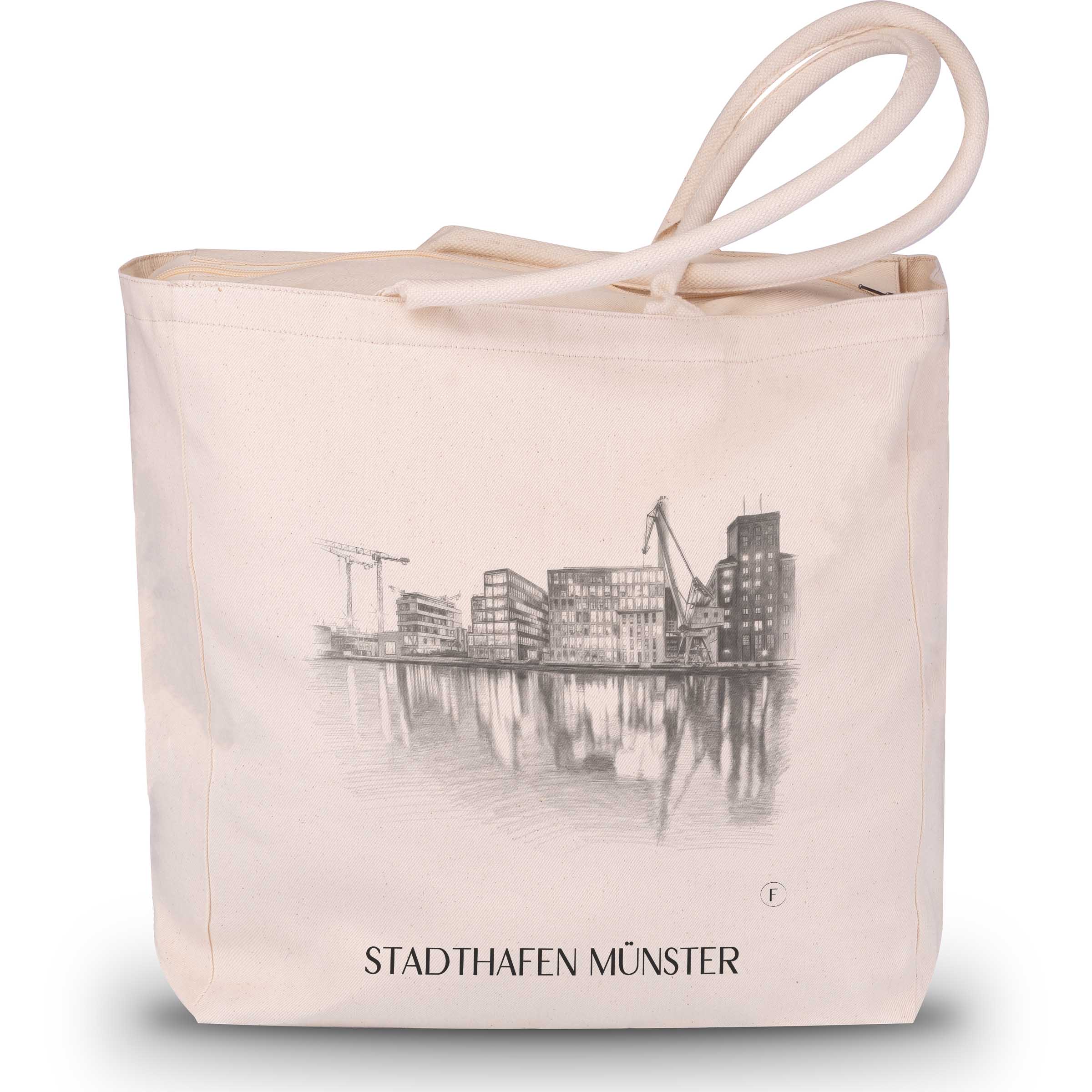 stadthafen-münster-deutschland-einkaufstasche-bleistift-zeichnung-drawing