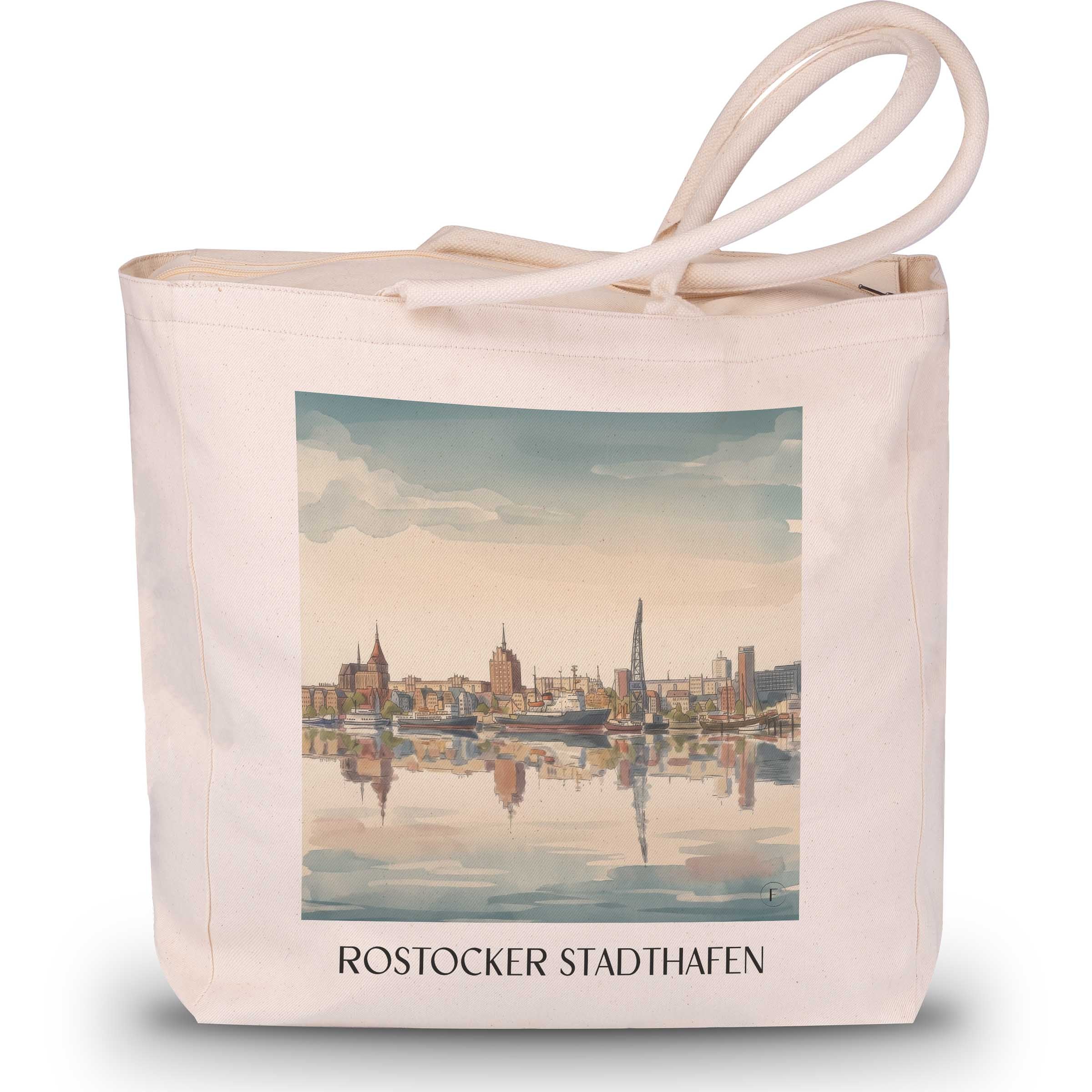 stadthafen-rostock-deutschland-einkaufstasche-aquarell
