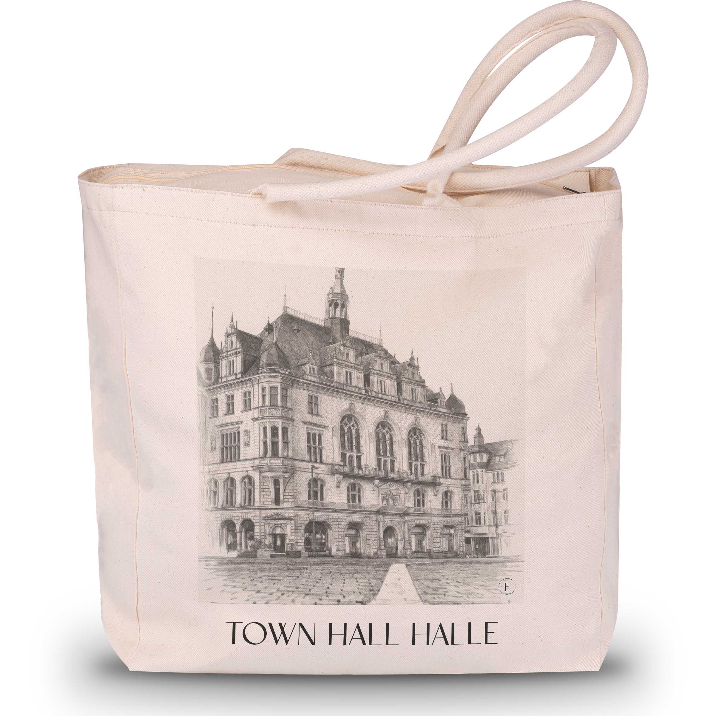 Stadthaus Shopping Tasche - Halle - Deutschland Tote Bag - Einkaufstasche im Zeichnung Stil