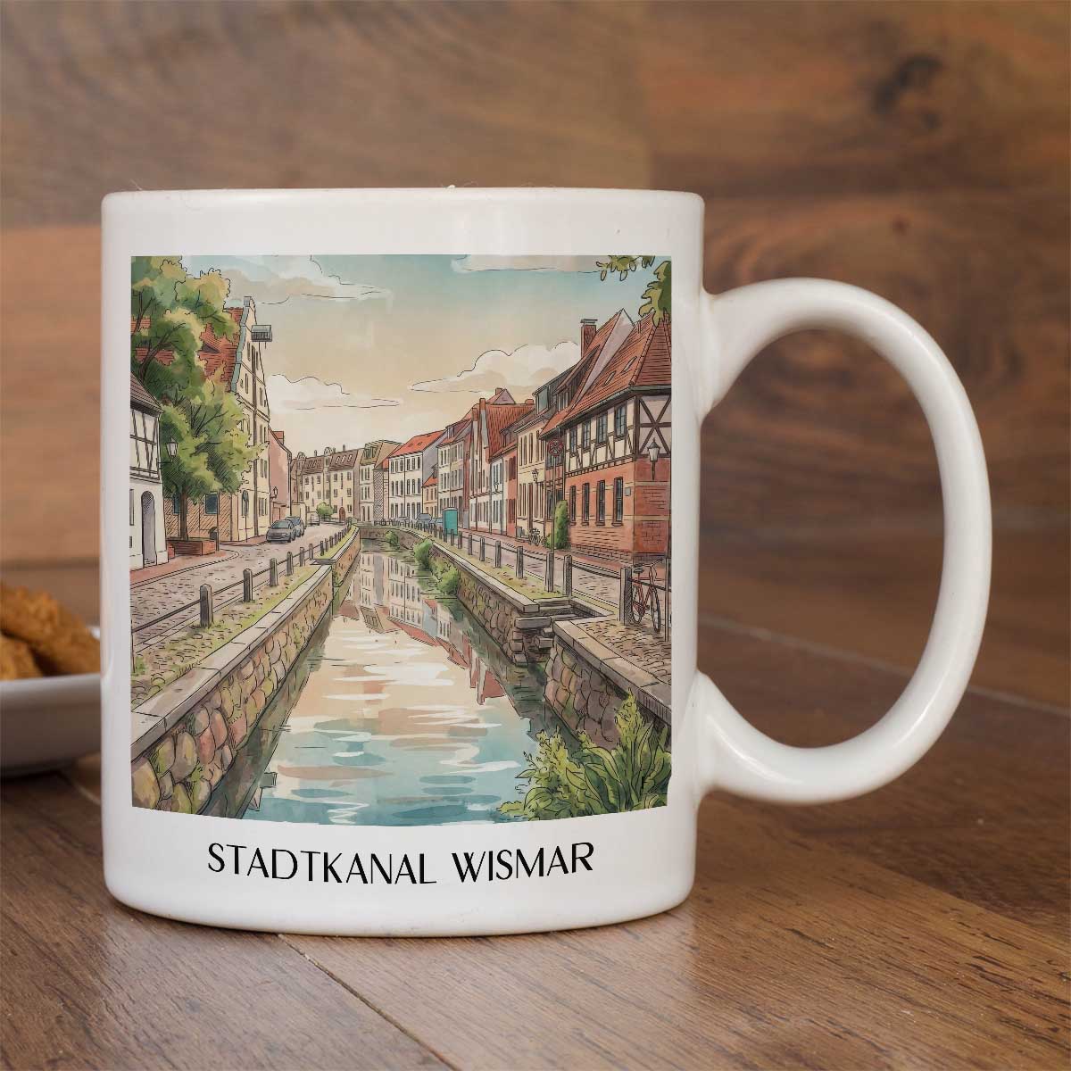 stadtkanal-wismar-deutschland-kaffeebecher-aquarell
