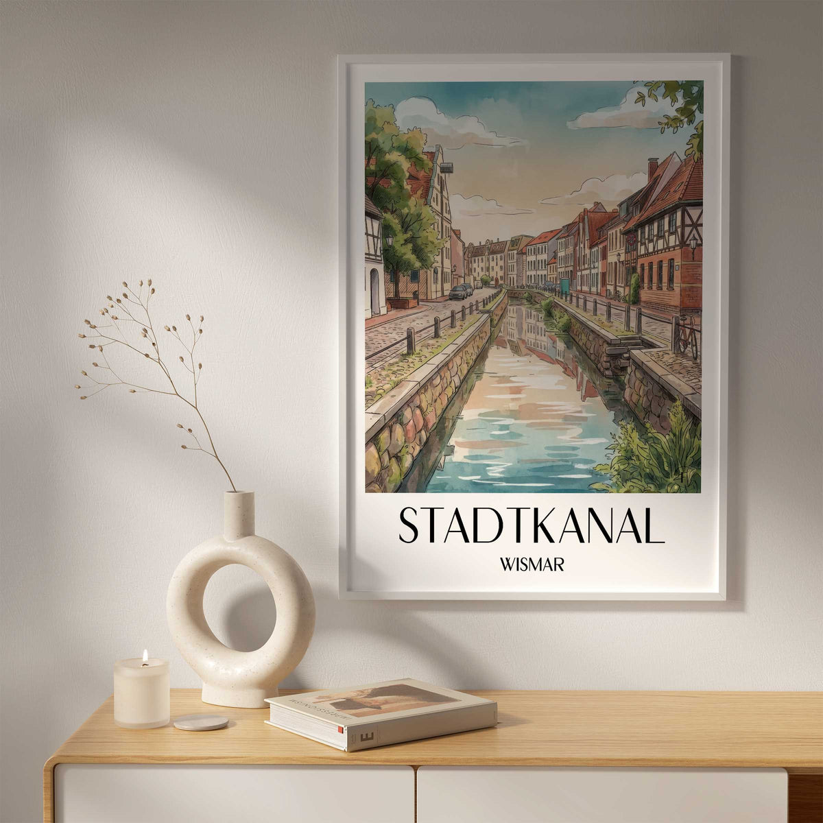 stadtkanal-wismar-deutschland-poster-aquarell