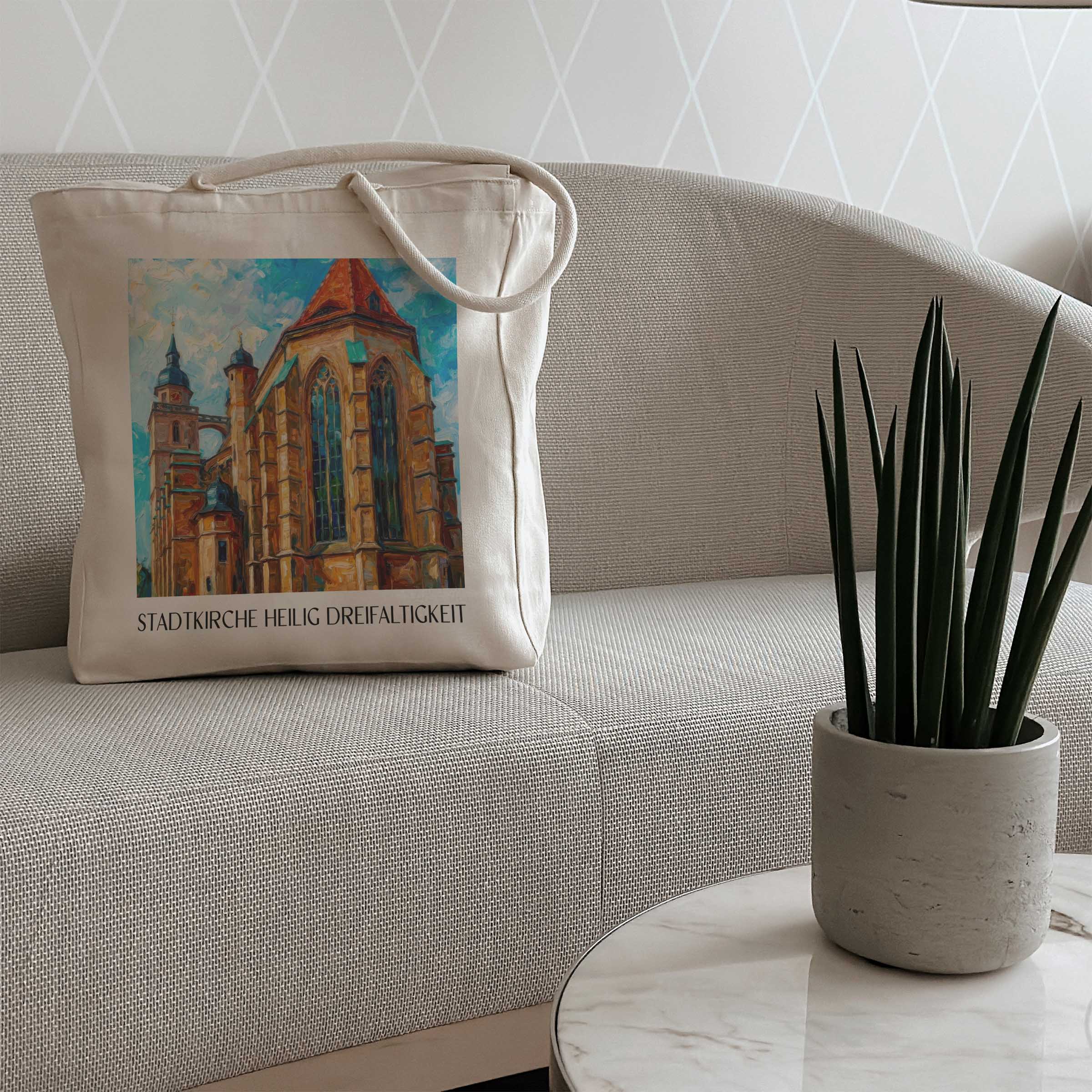 stadtkirche-heilig-dreifaltigkeit-bayreuth-deutschland-einkaufstasche-oil-painting-oelgemaelde