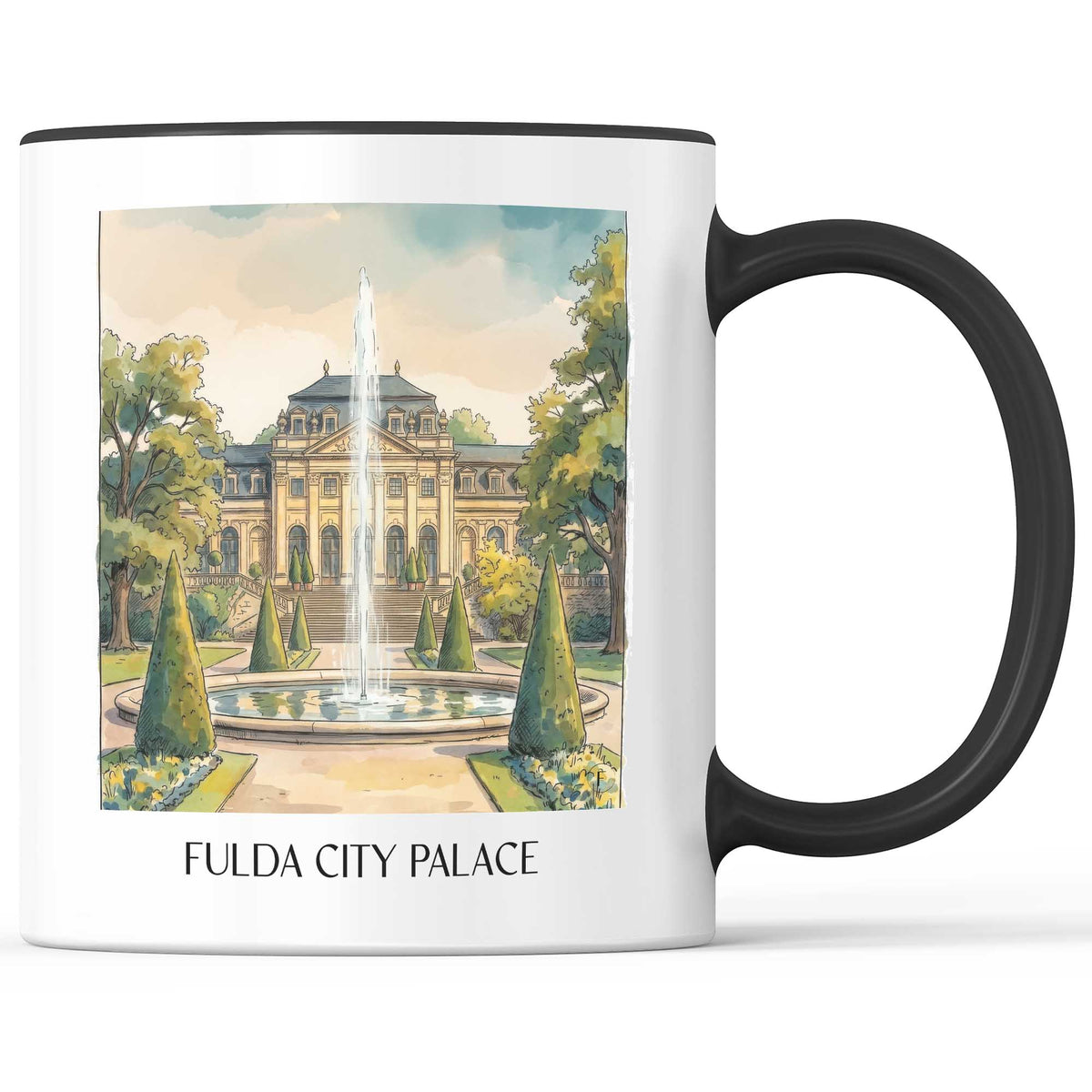 Stadtschloss Fulda Kaffeebecher - Hessen - Deutschland Becher - Kaffeetasse im Aquarell Stil - favplace