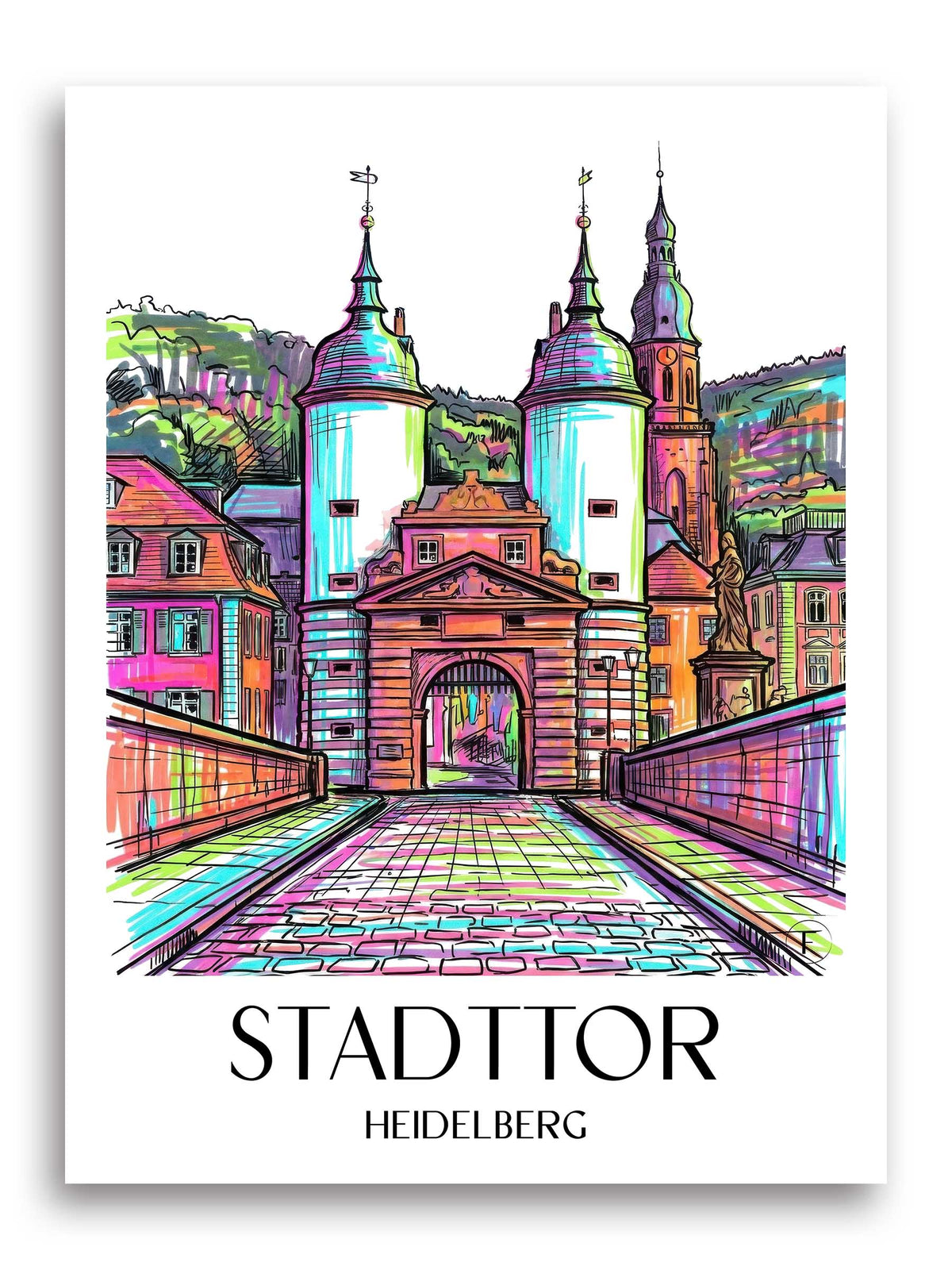 stadttor-heidelberg-deutschland-poster-graffiti