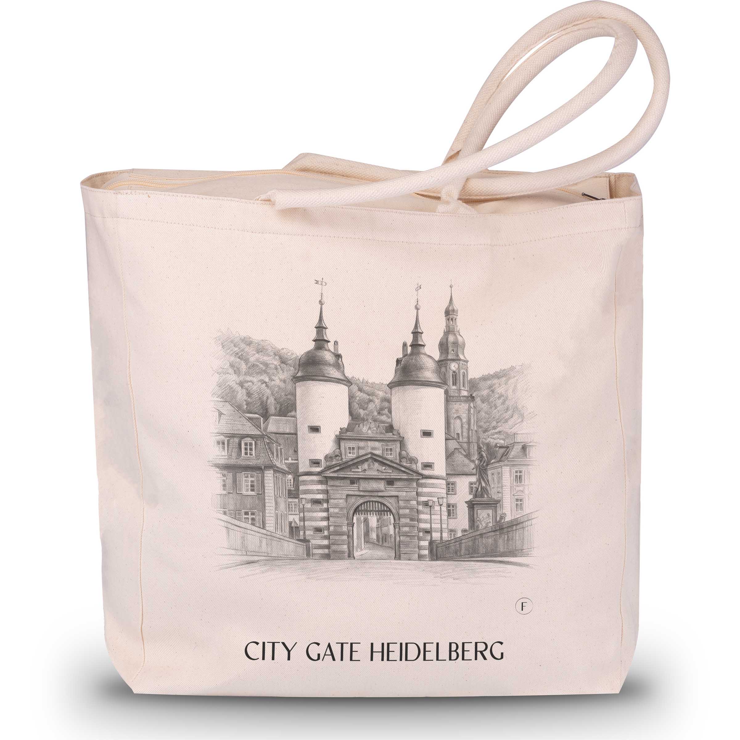 Stadttor Shopping Tasche - Heidelberg - Deutschland Tote Bag - Einkaufstasche im Zeichnung Stil - favplace