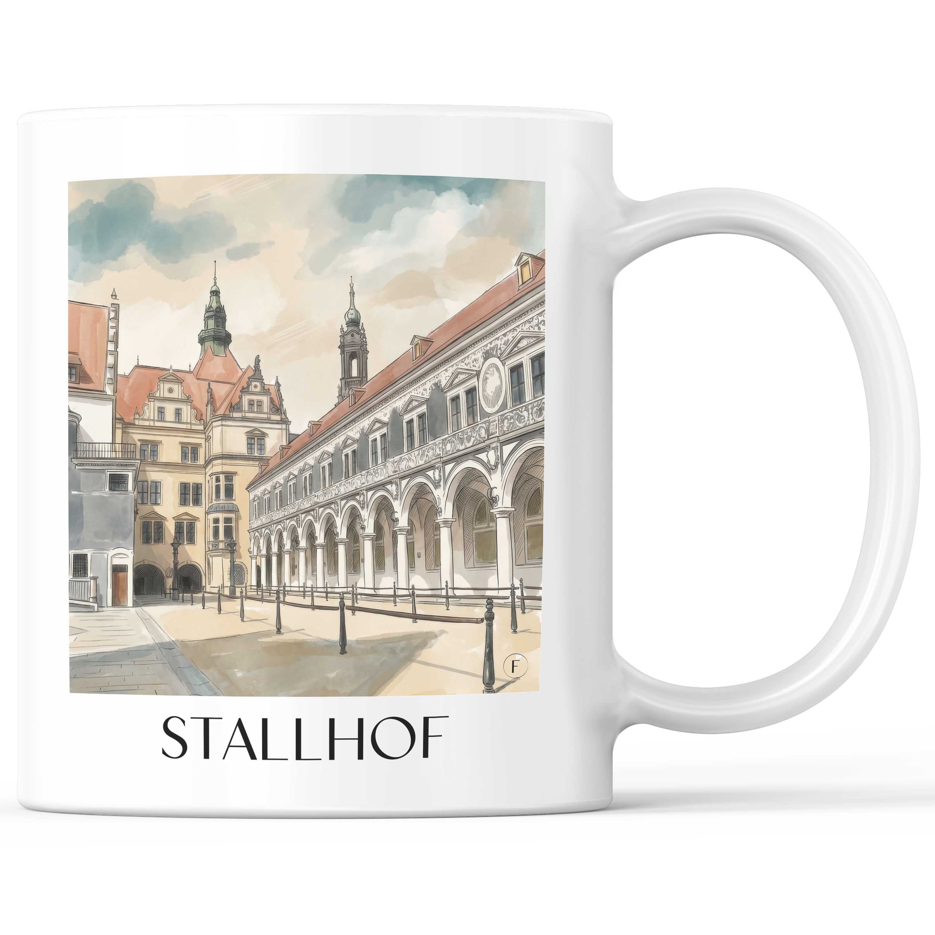Stallhof Kaffeebecher - Dresden - Deutschland Becher - Kaffeetasse im Aquarell Stil - favplace