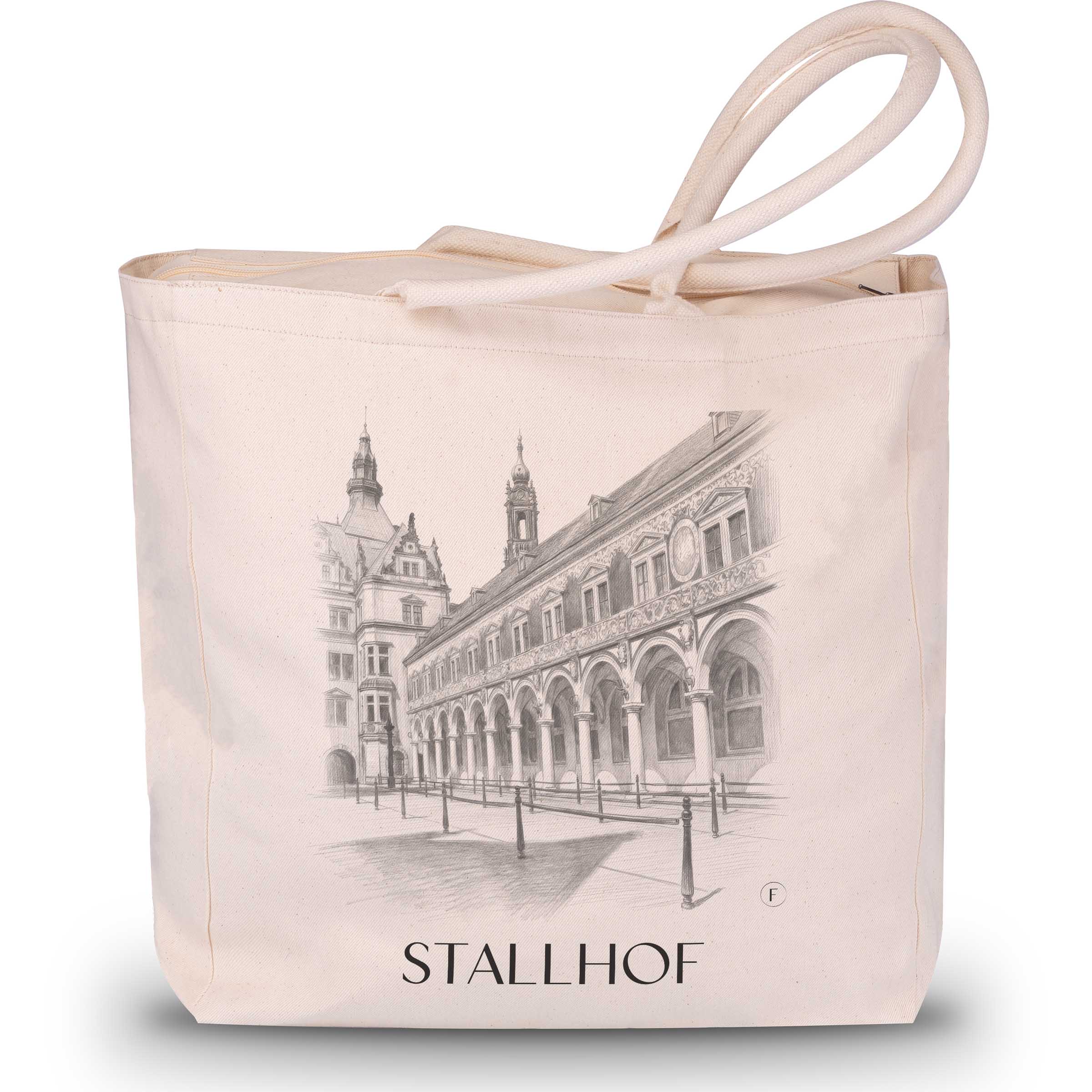 Stallhof Shopping Tasche - Dresden - Deutschland Tote Bag - Einkaufstasche im Zeichnung Stil