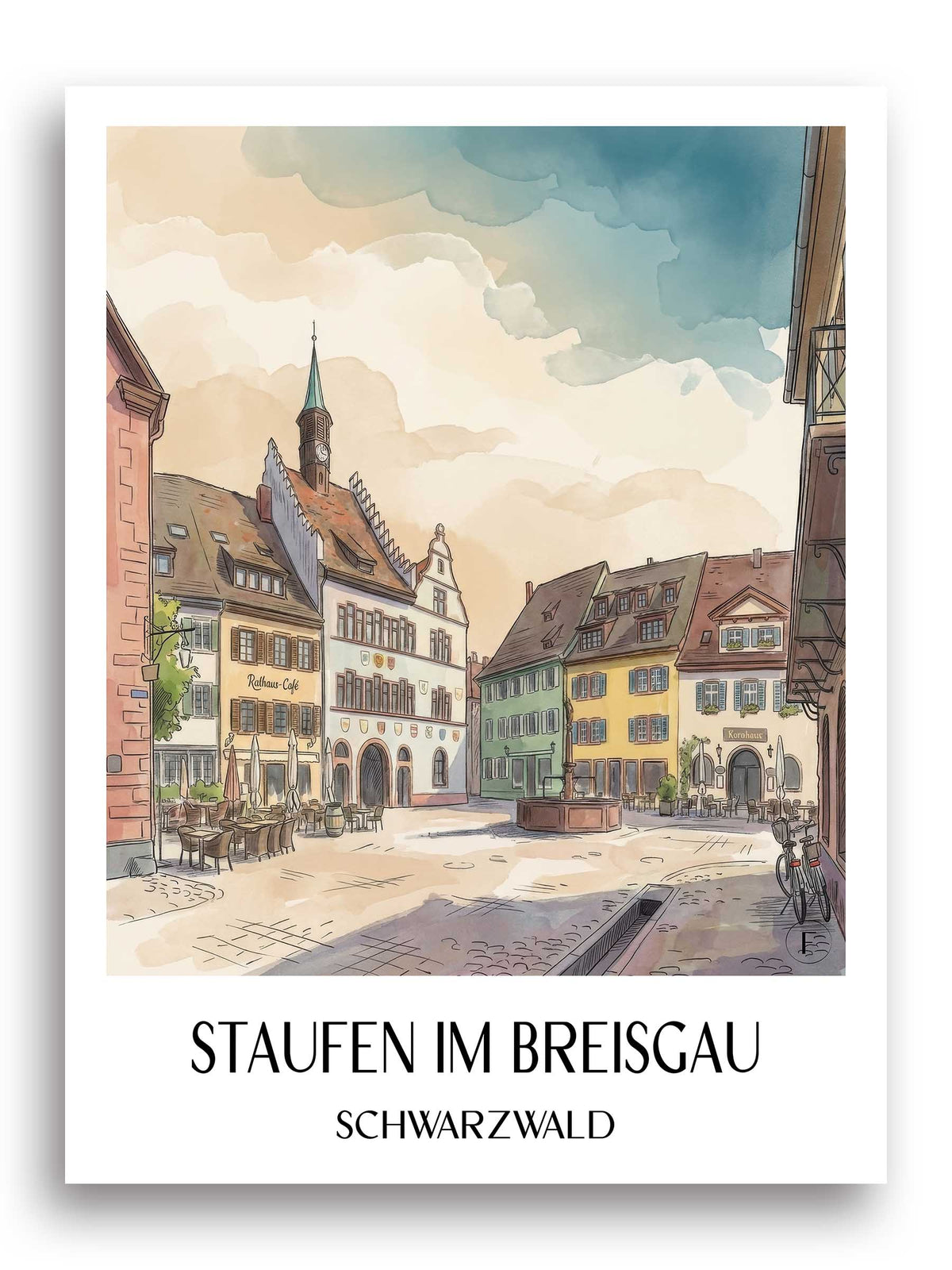staufen-im-breisgau-schwarzwald-deutschland-poster-aquarell
