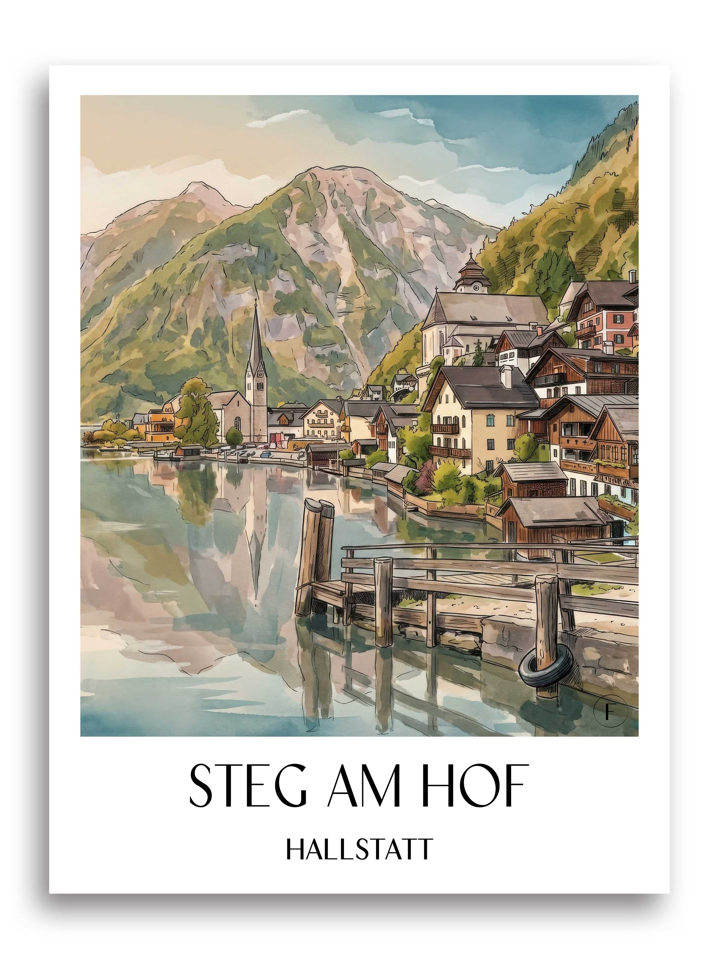 steg-am-hof-hallstatt-österreich-poster-aquarell
