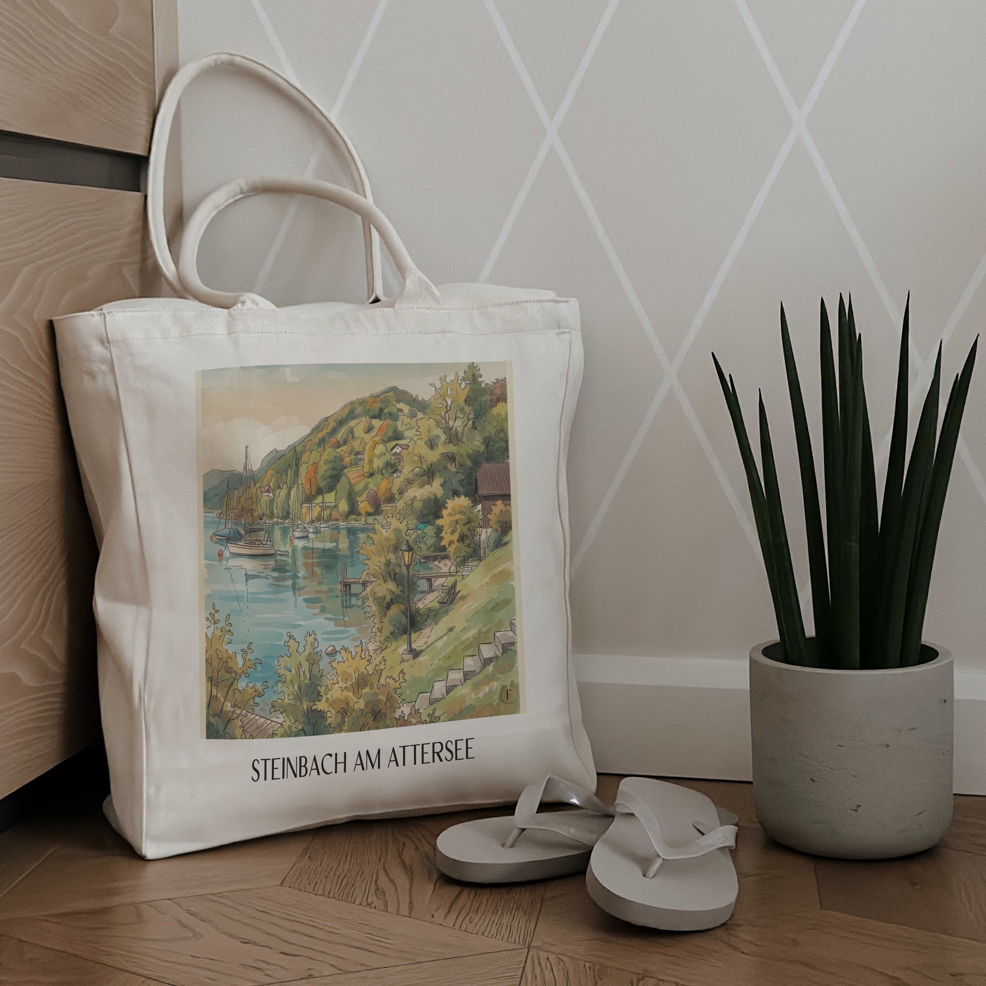 steinbach-am-attersee-österreich-österreich-einkaufstasche-aquarell