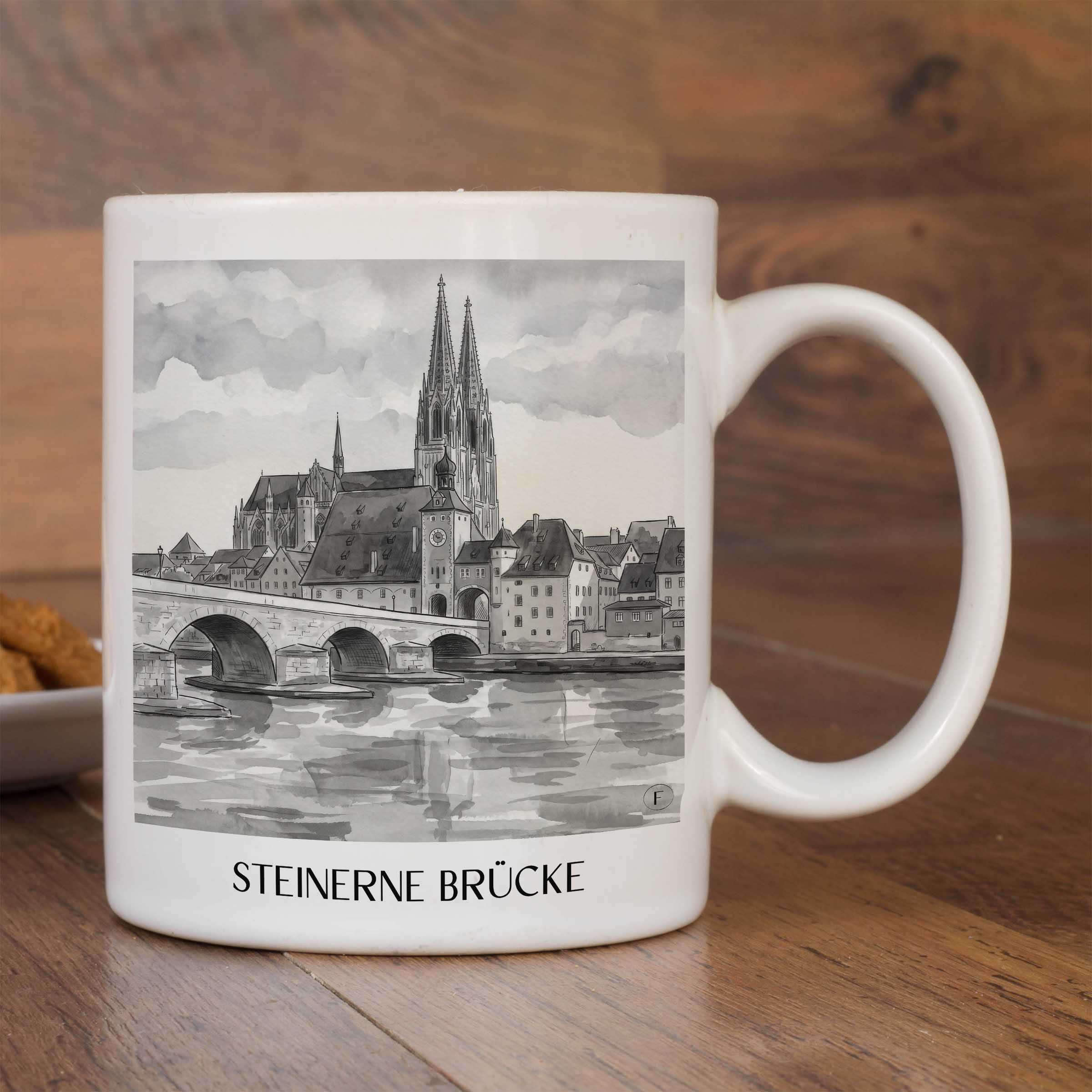 steinerne-brücke-regensburg-deutschland-kaffeebecher-aquarell-schwarz-weiss