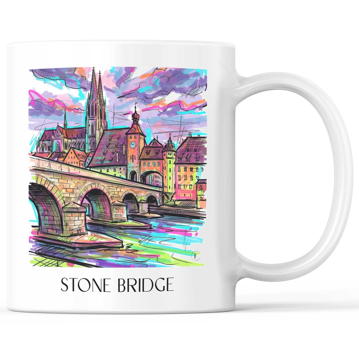 Steinerne Brücke Kaffeebecher - Regensburg - Deutschland Becher - Kaffeetasse im Tag Graffiti Stil - favplace