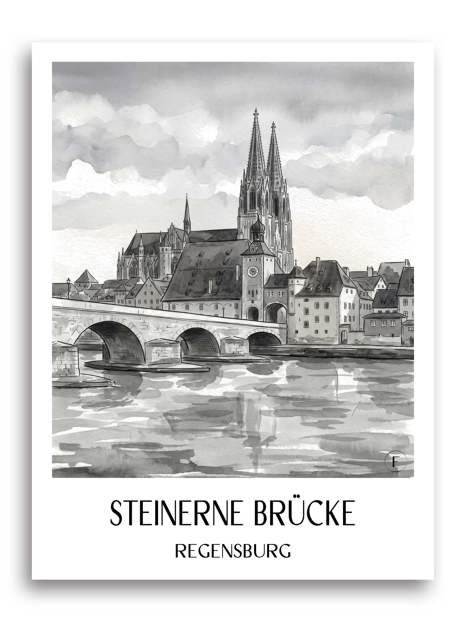 steinerne-brücke-regensburg-deutschland-poster-aquarell-schwarz-weiss
