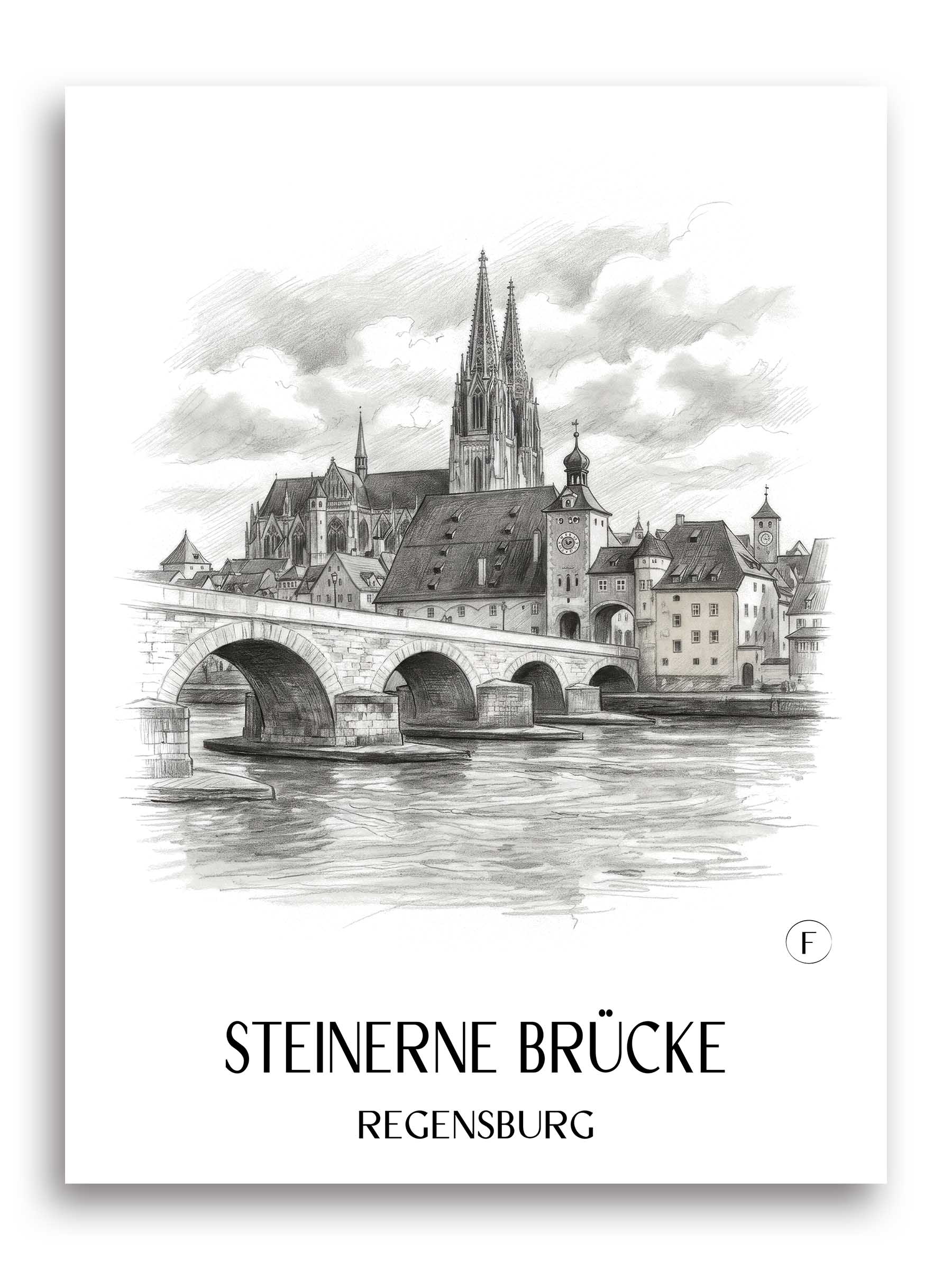 steinerne-brücke-regensburg-deutschland-poster-bleistift-zeichnung-drawing