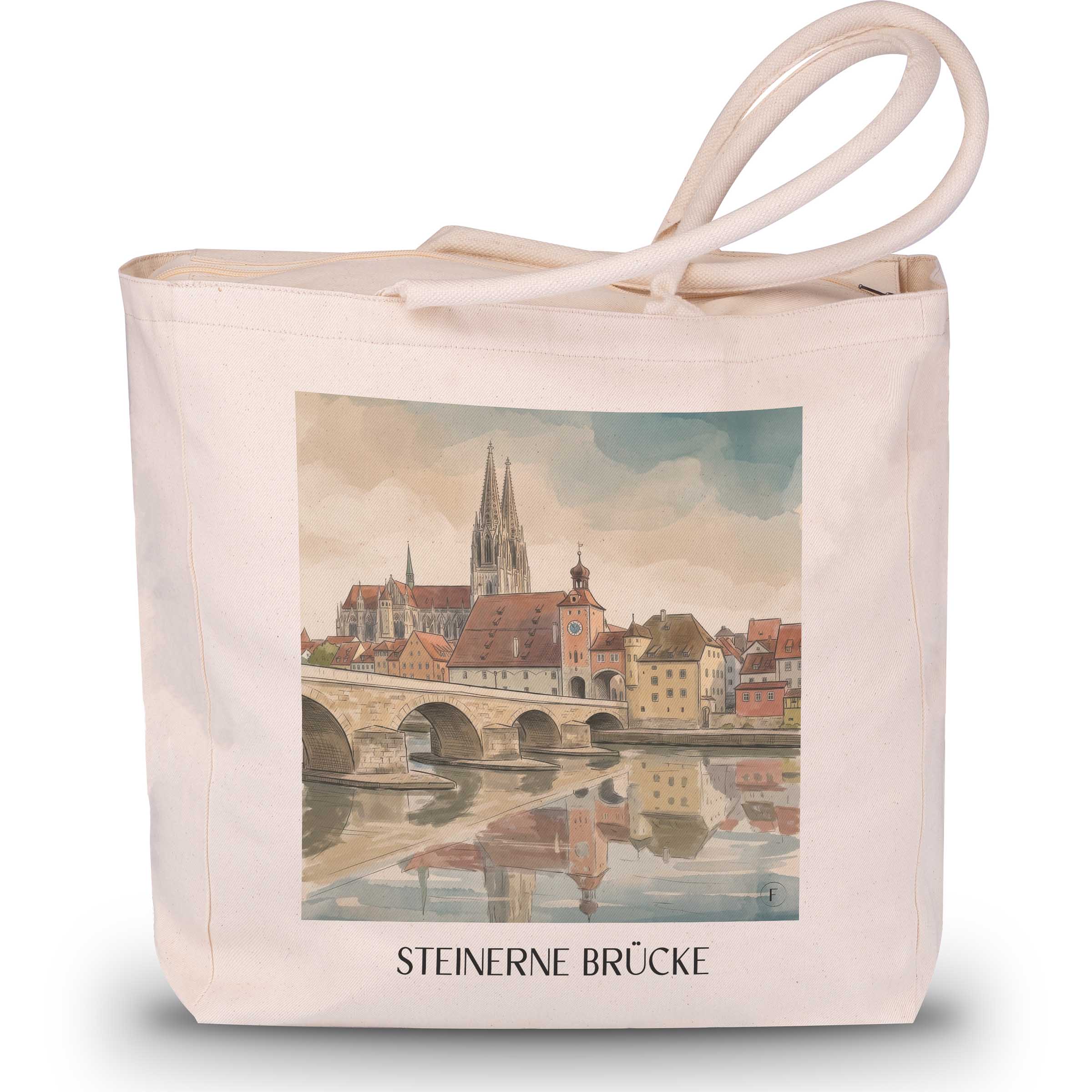 steinerne-brücke-regensburg-deutschland-einkaufstasche-aquarell