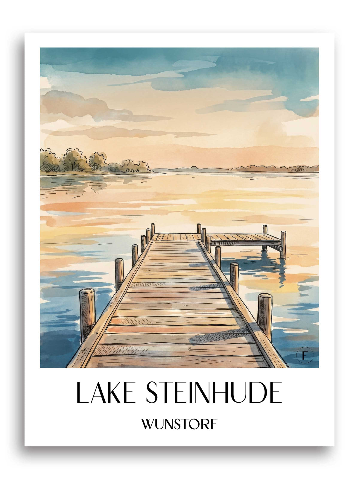 Steinhuder Meer Poster - Wunstorf - Deutschland Kunstdruck - Aquarell von A4 bis A1 - favplace