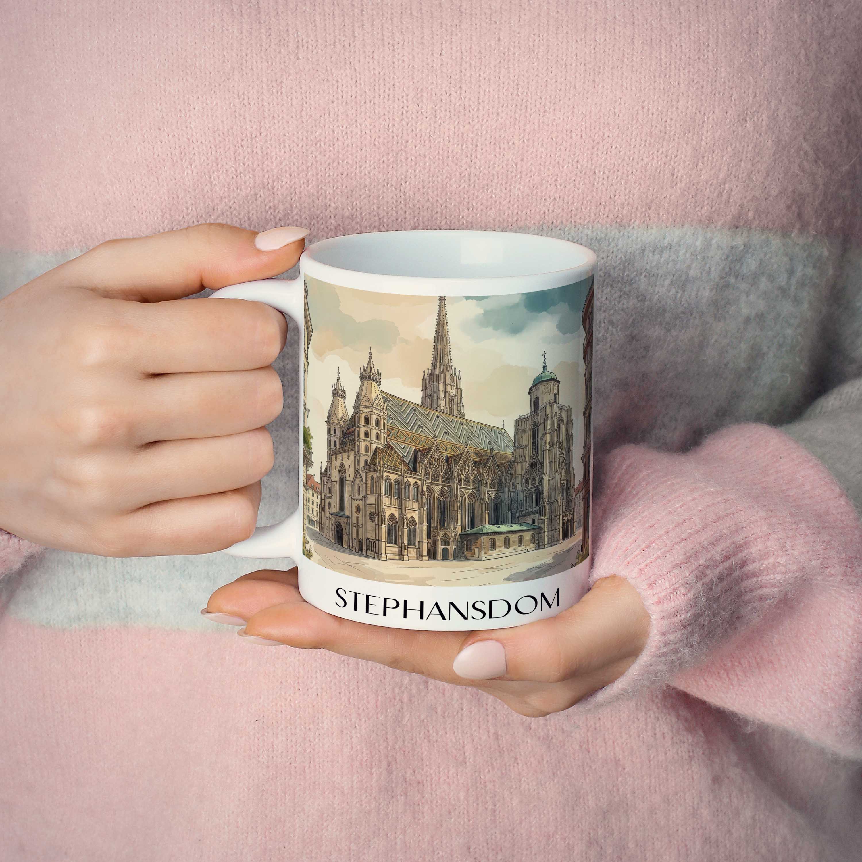 stephansdom-wien-österreich-kaffeebecher-aquarell