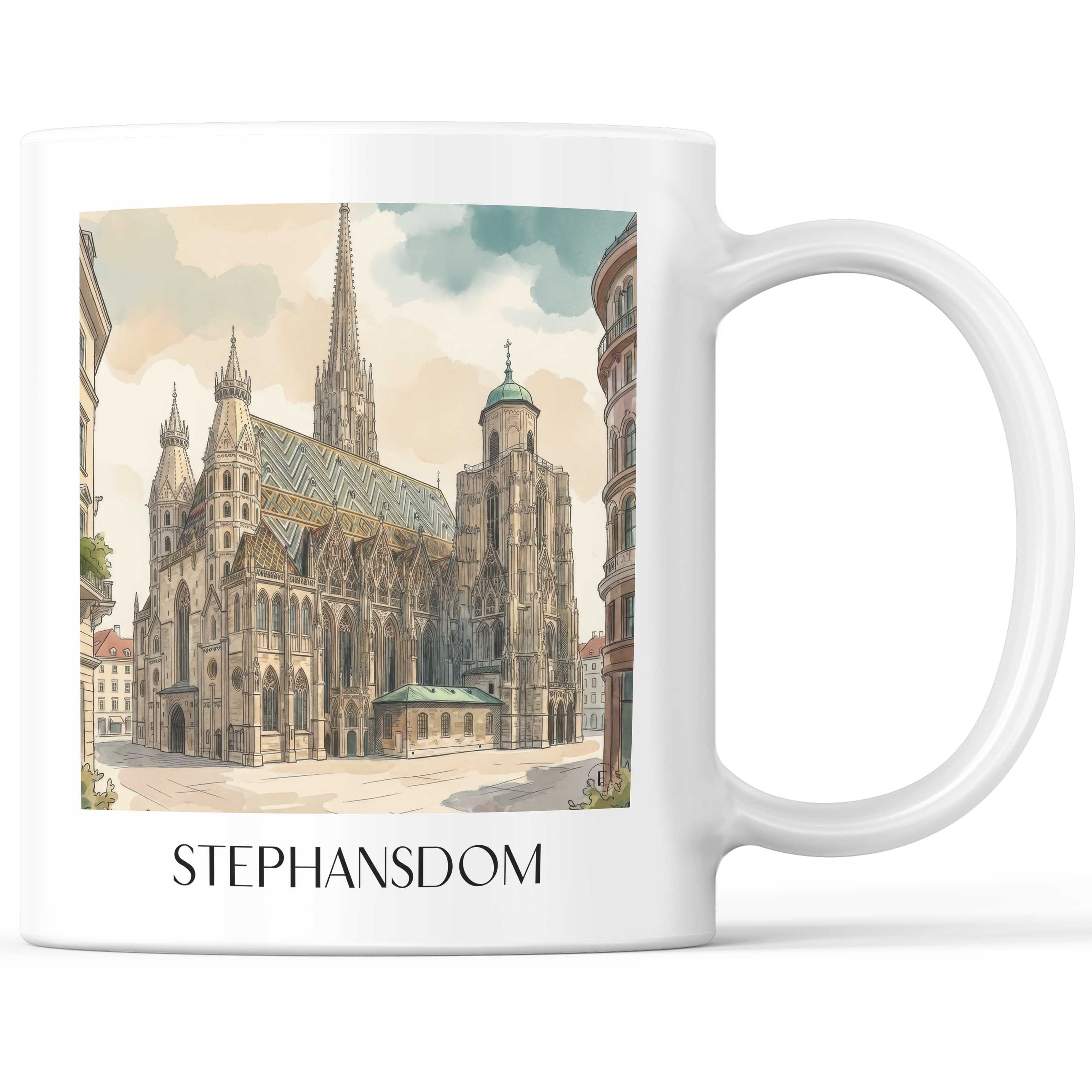 stephansdom-wien-österreich-kaffeebecher-aquarell