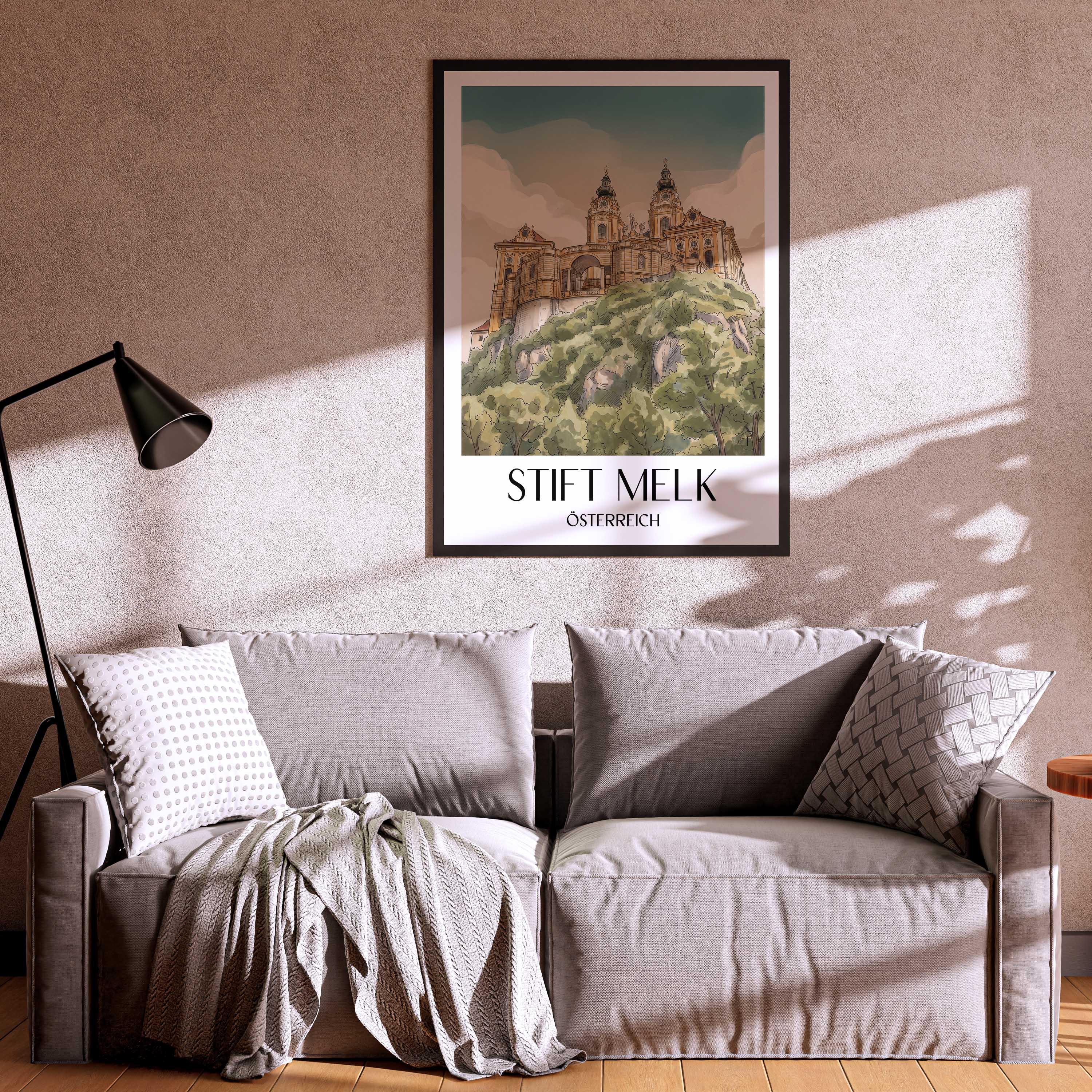 stift-melk-österreich-österreich-poster-aquarell