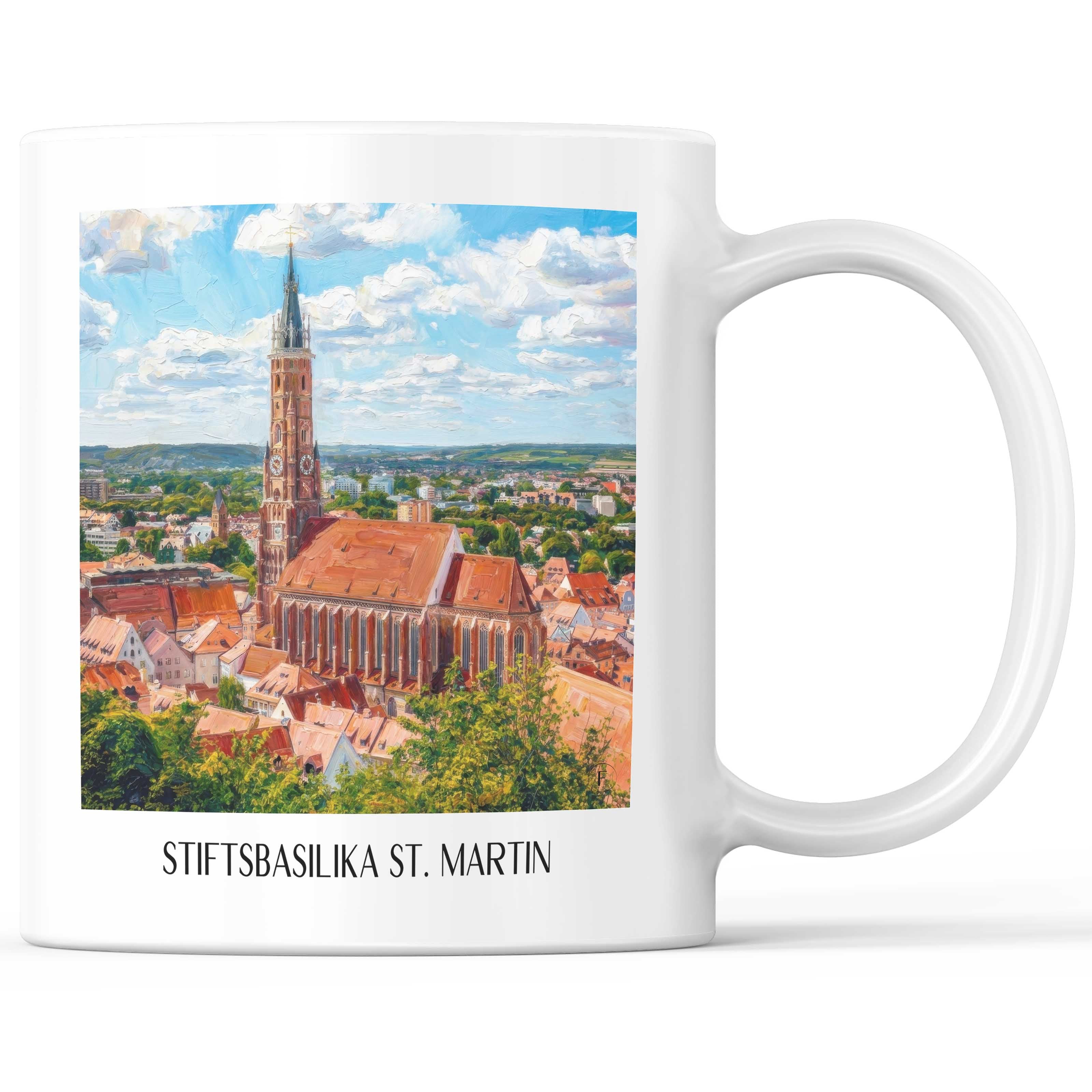 Stiftsbasilika St. Martin Kaffeebecher - Landshut - Deutschland Becher - Kaffeetasse im Ölgemälde Stil - favplace