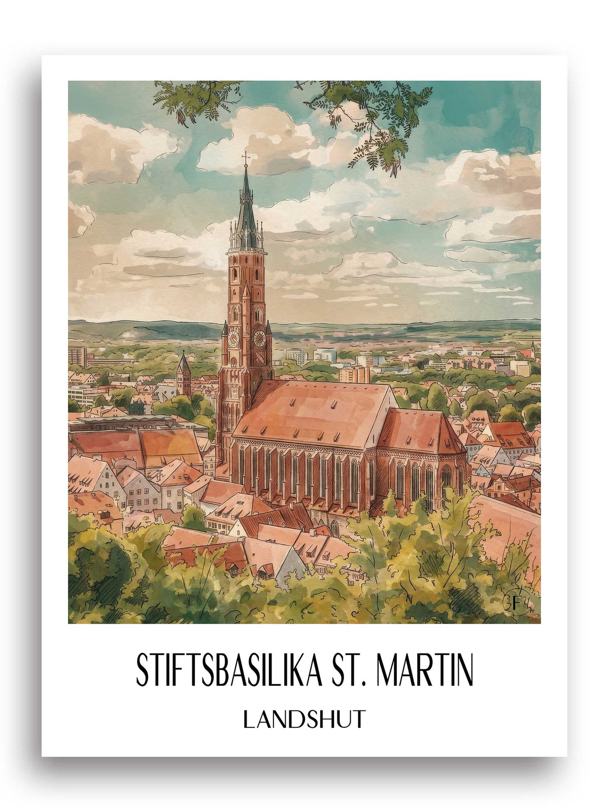 stiftsbasilika-st.-martin-landshut-deutschland-poster-aquarell