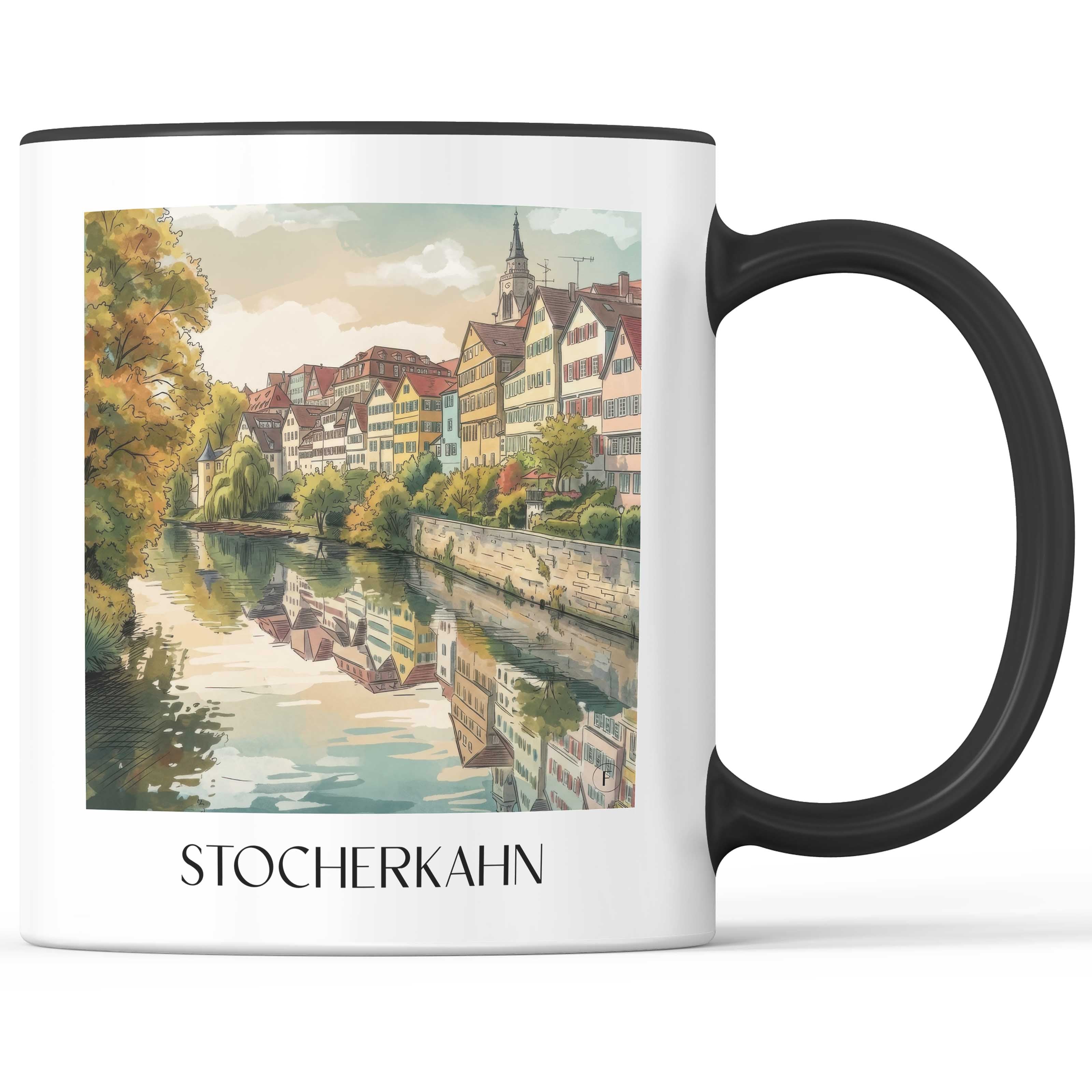 Stocherkahn Kaffeebecher - Tübingen - Deutschland Becher - Kaffeetasse im Aquarell Stil - favplace
