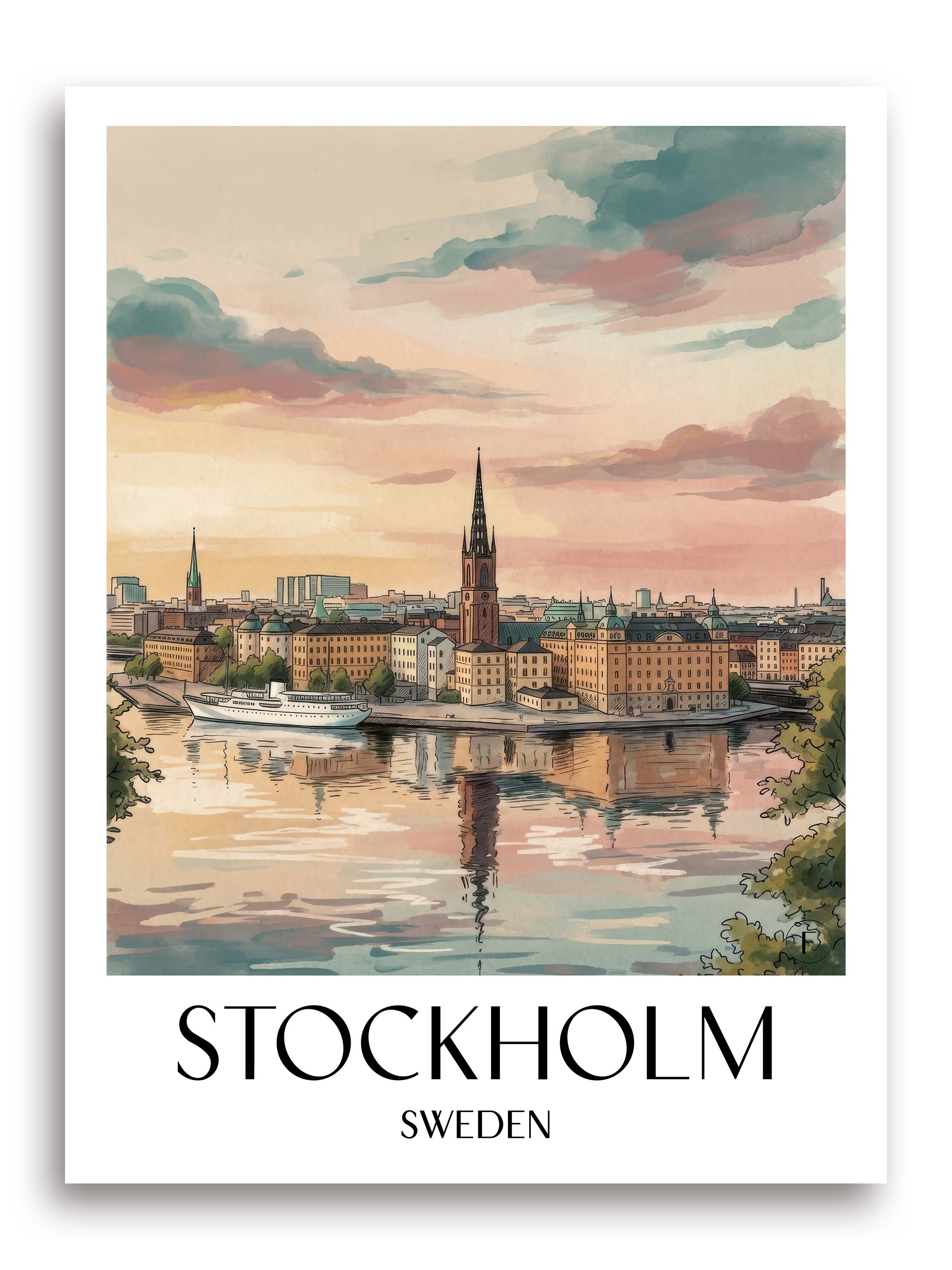Stockholm Poster - Schweden Kunstdruck - Aquarell von A4 bis A1 - favplace