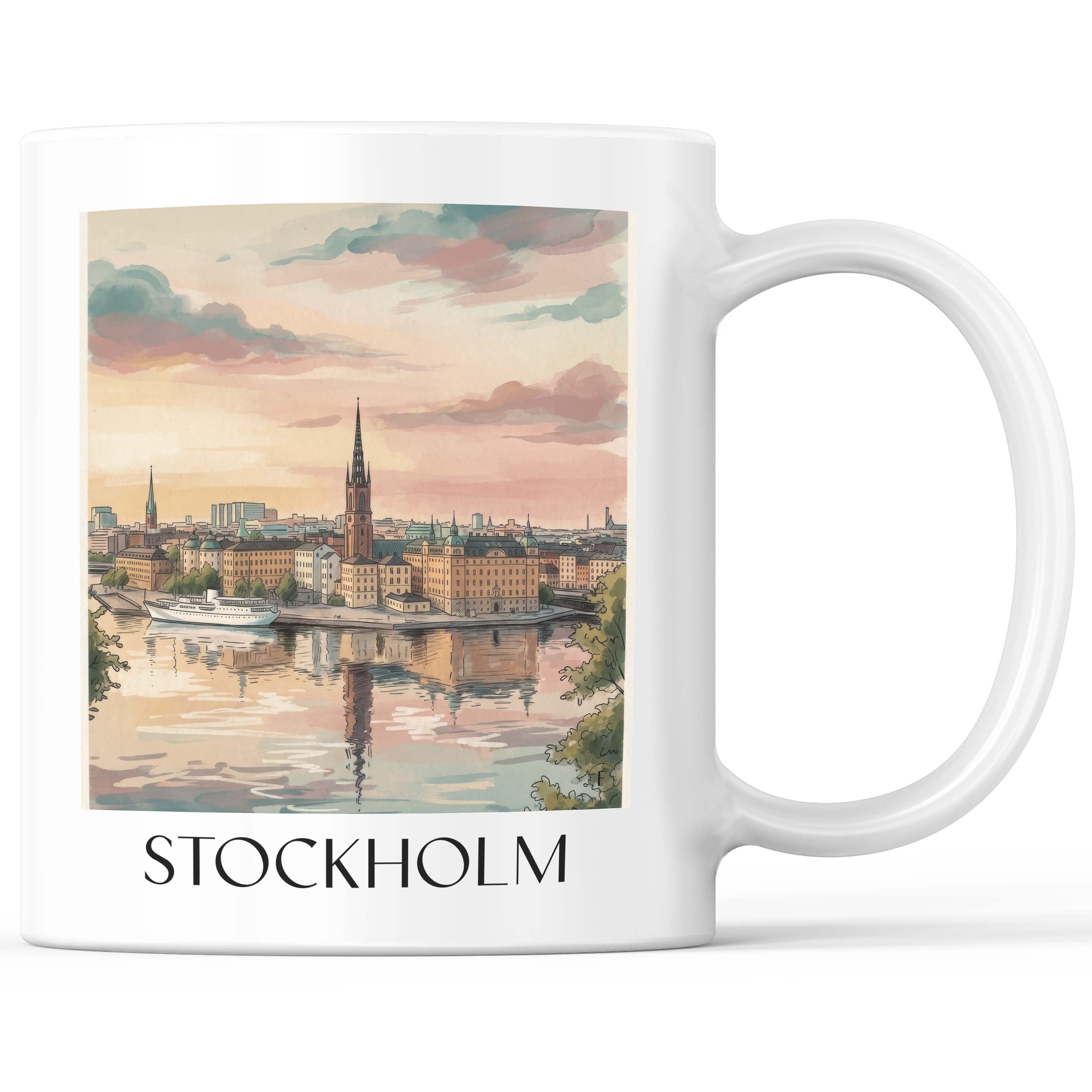Stockholm - Schweden Becher - Kaffeetasse im Aquarell Stil - favplace