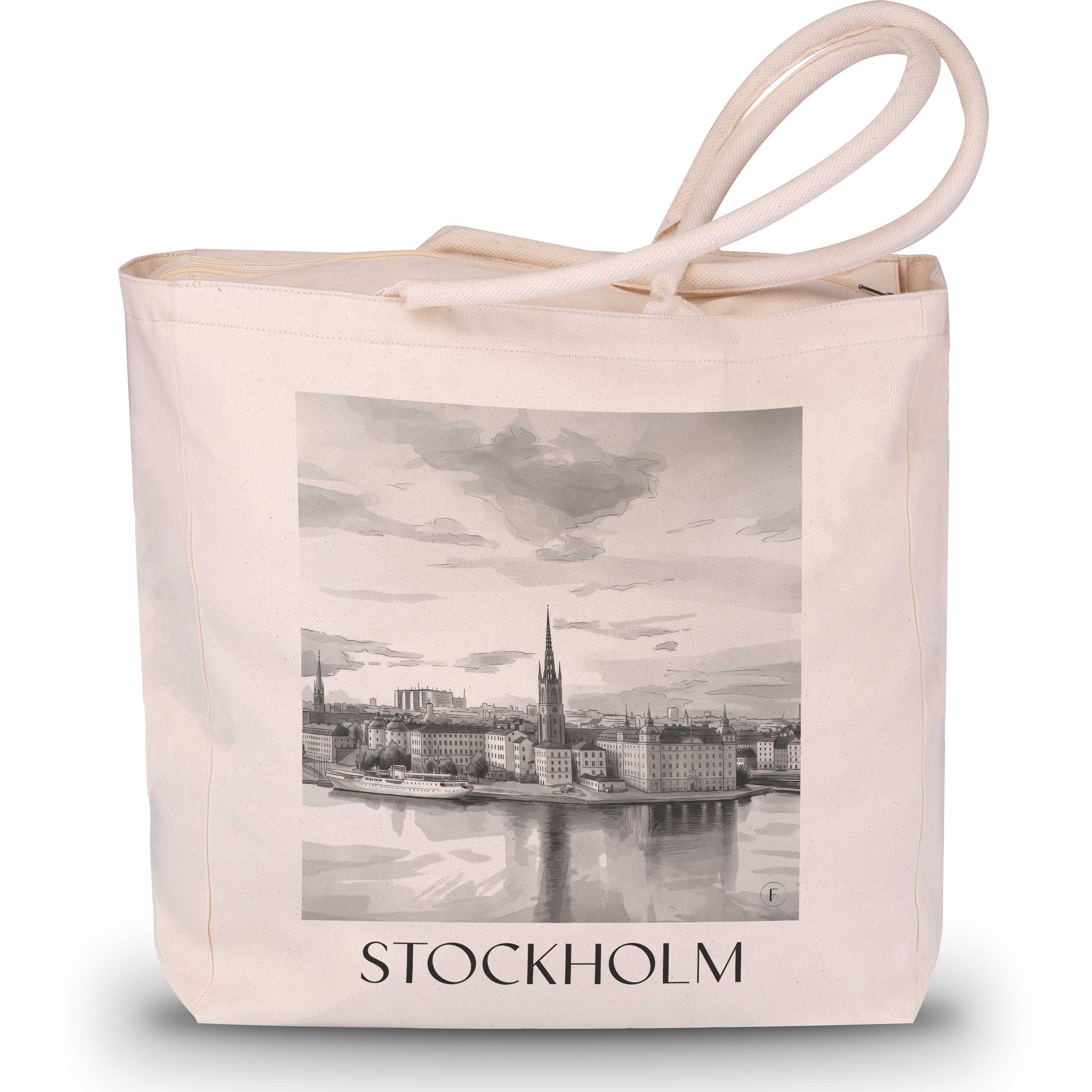 Stockholm - Schweden Tote Bag - Einkaufstasche im Aquarell Schwarz-Weiß Stil - favplace