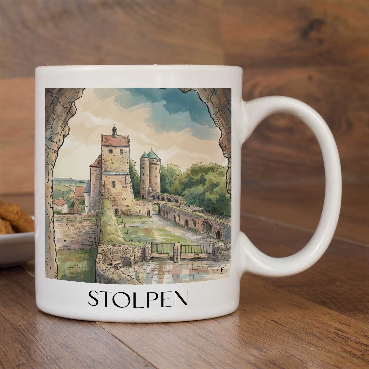 stolpen-sächsische-schweiz-deutschland-kaffeebecher-aquarell