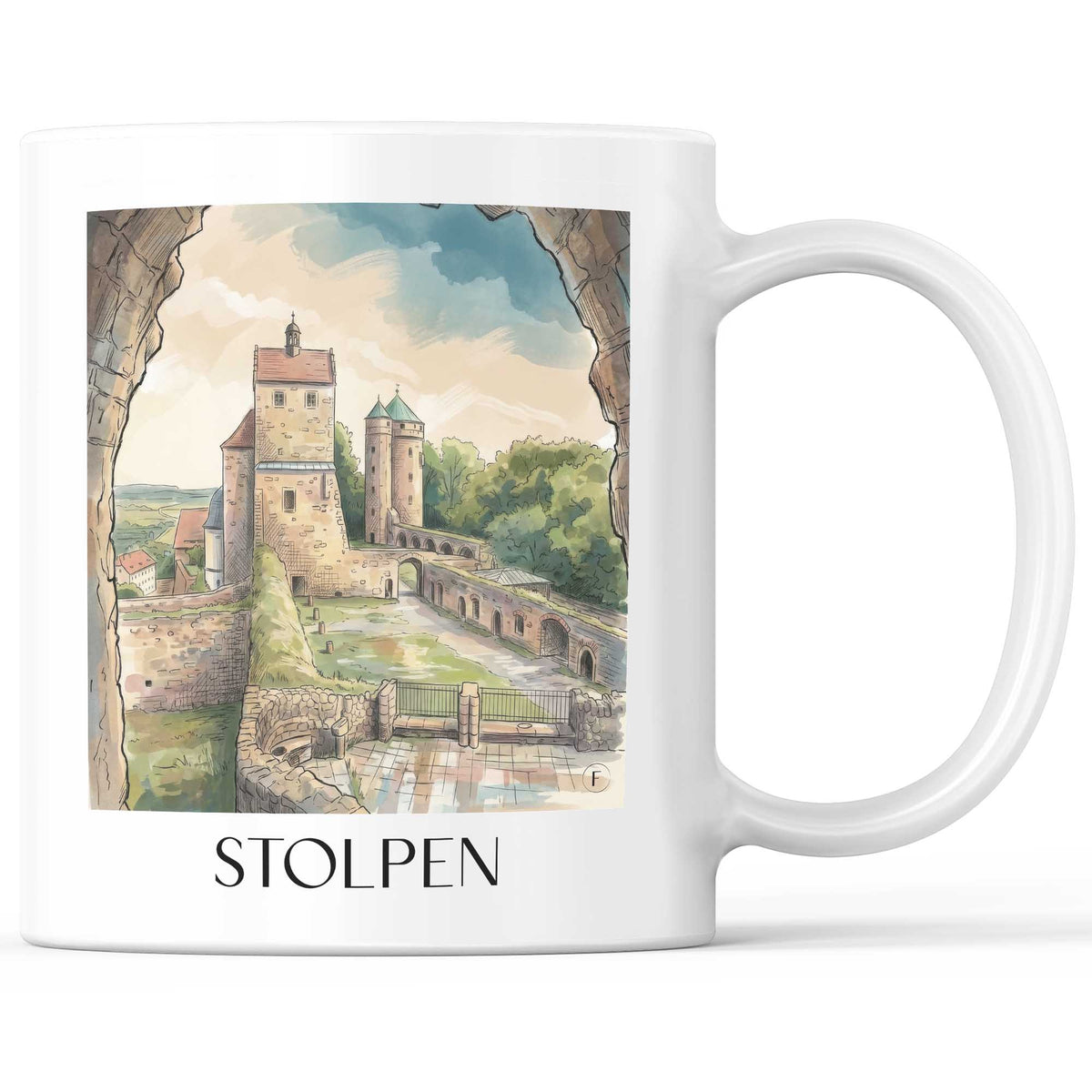 Stolpen Kaffeebecher - Sächsische Schweiz - Deutschland Becher - Kaffeetasse im Aquarell Stil - favplace