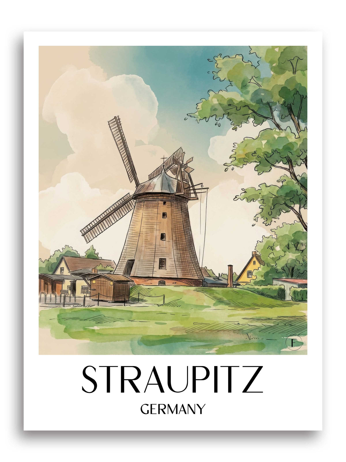 Straupitz Poster - Spreewald - Deutschland Kunstdruck - Aquarell von A4 bis A1 - favplace