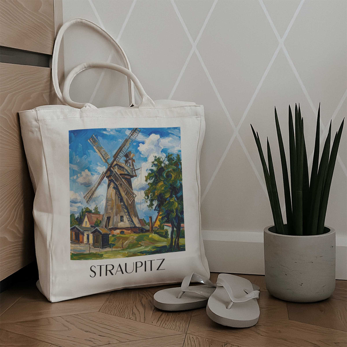 straupitz-spreewald-deutschland-einkaufstasche-oil-painting-oelgemaelde
