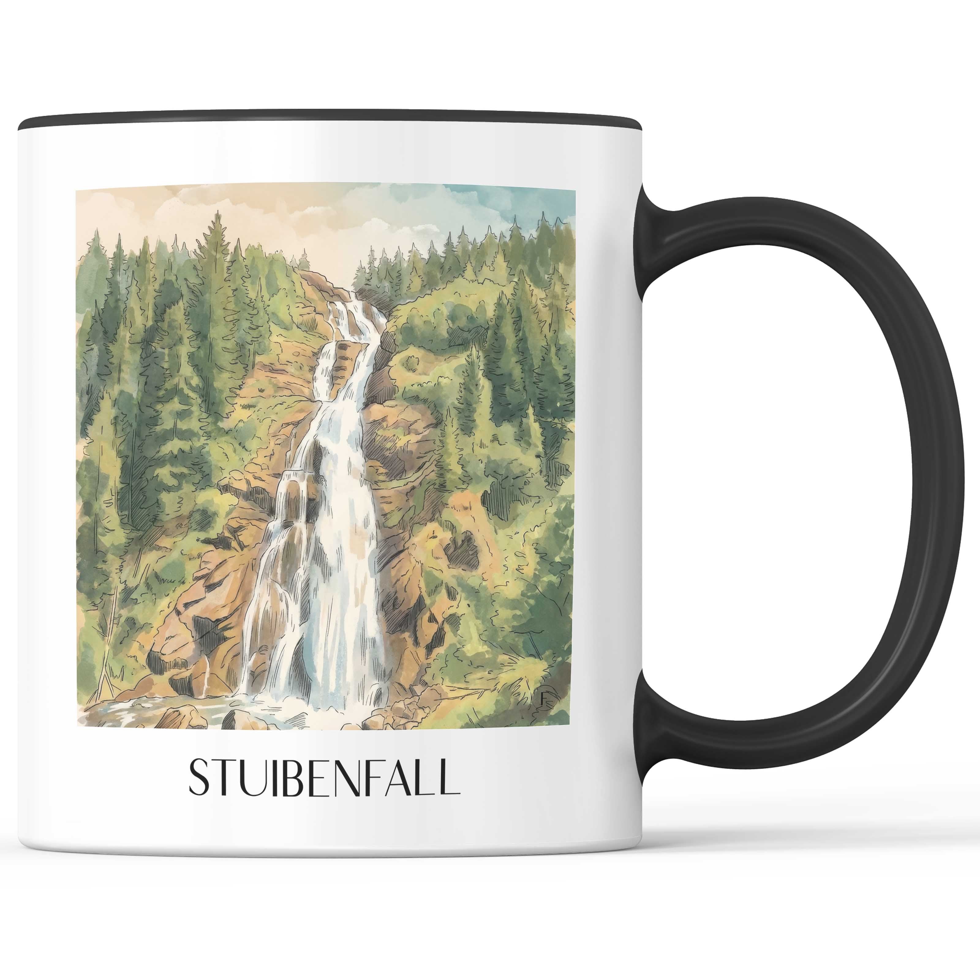 Stuibenfall Kaffeebecher - Tirol - Österreich Becher - Kaffeetasse im Aquarell Stil - favplace