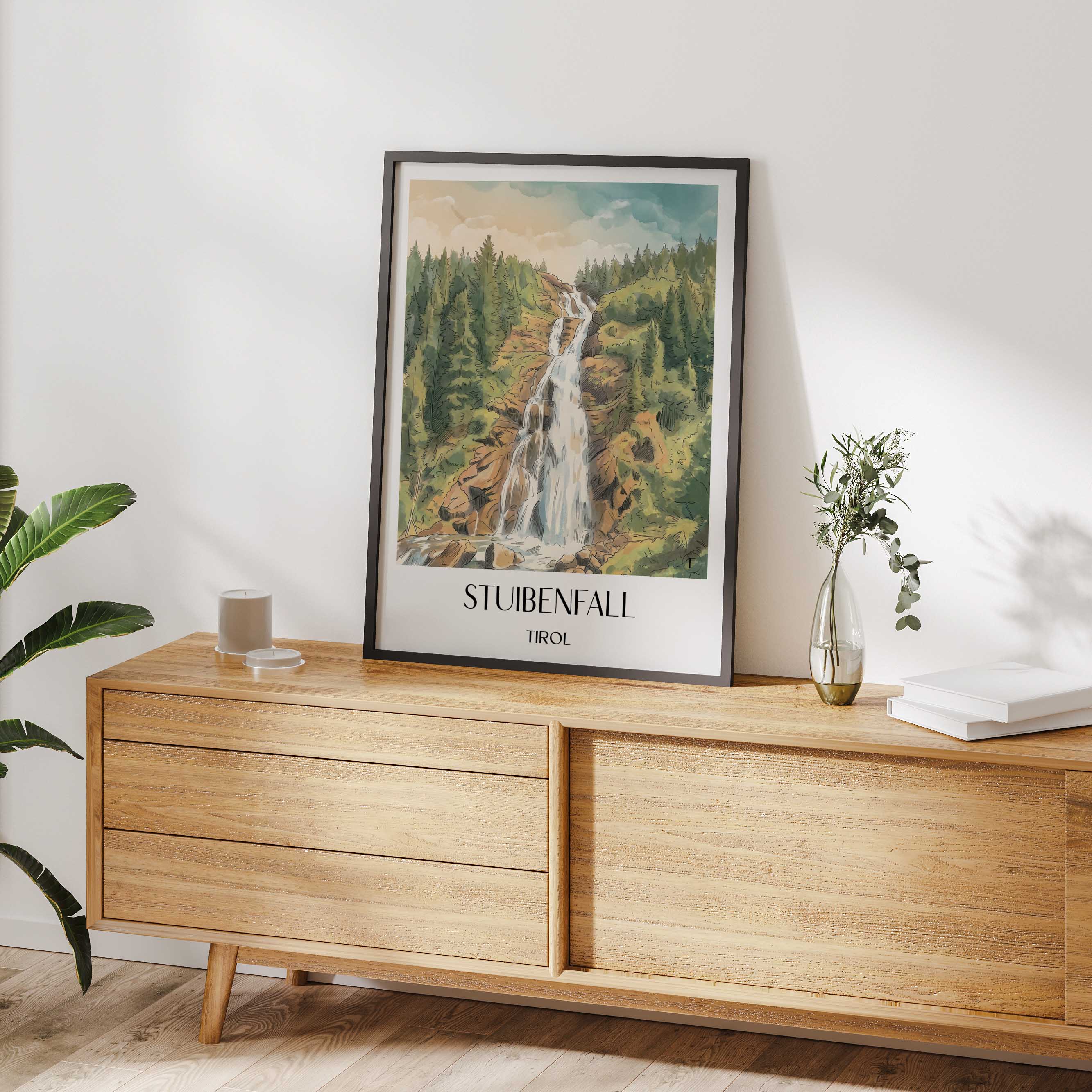 stuibenfall-tirol-österreich-poster-aquarell