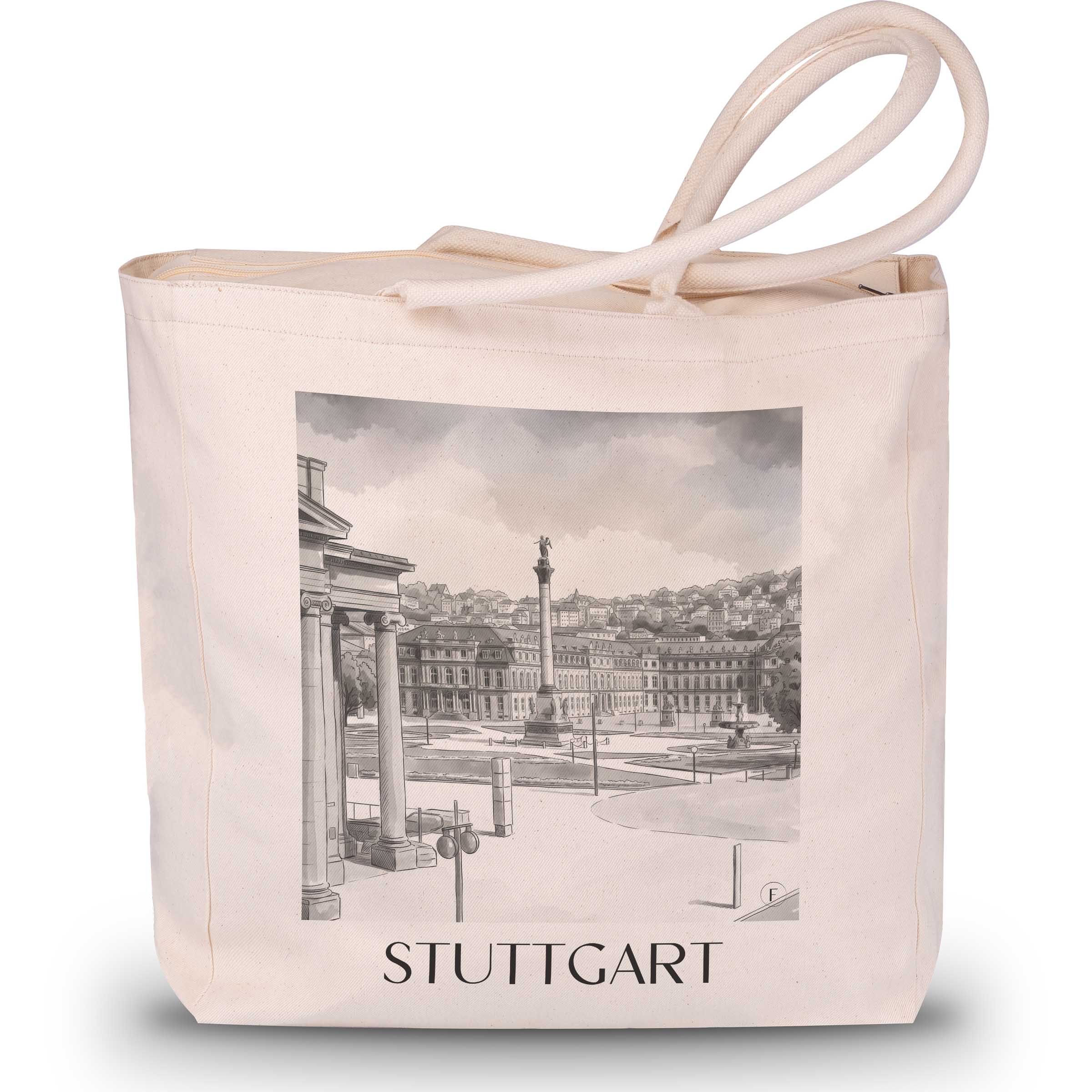 stuttgart-deutschland-einkaufstasche-aquarell-schwarz-weiss