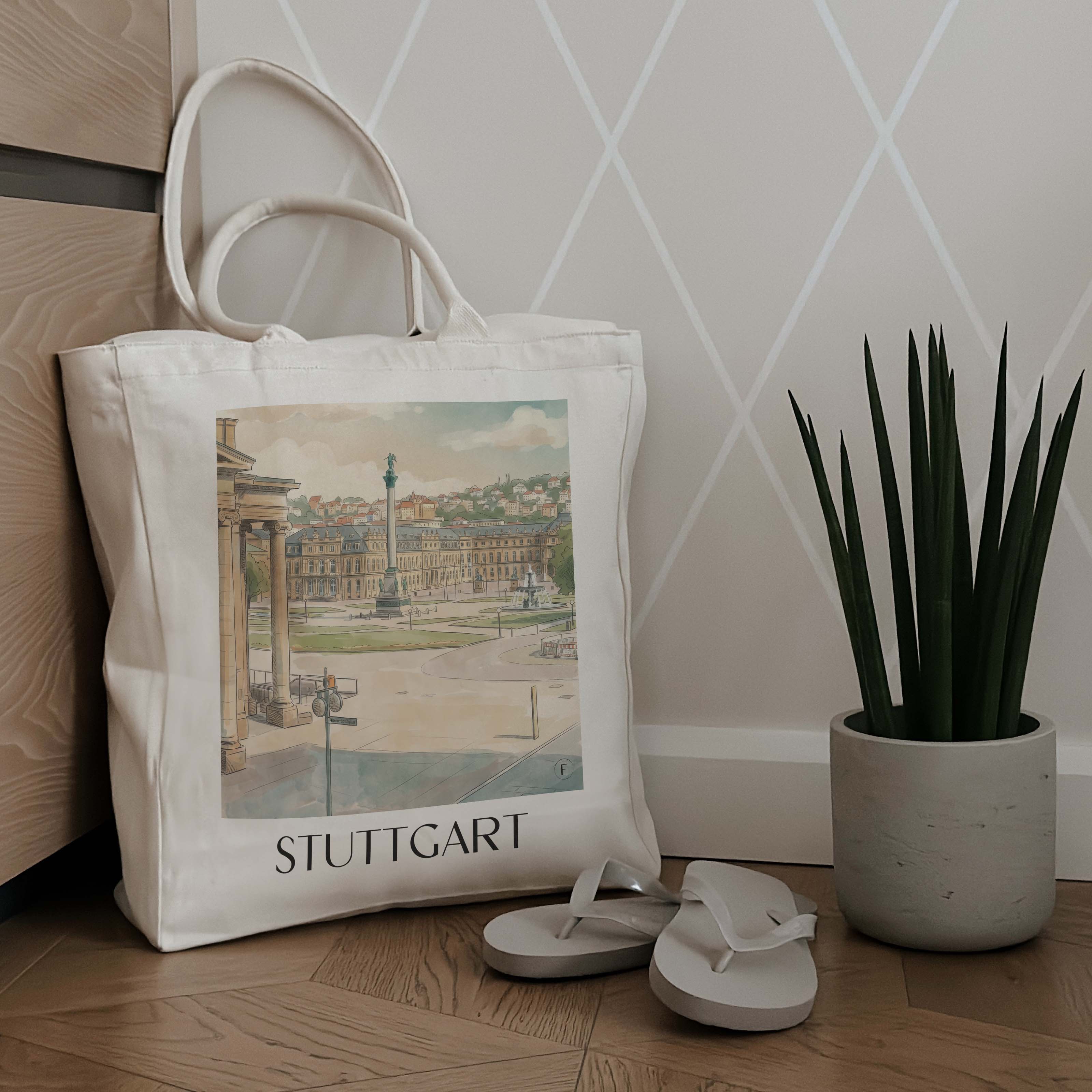 stuttgart-deutschland-einkaufstasche-aquarell
