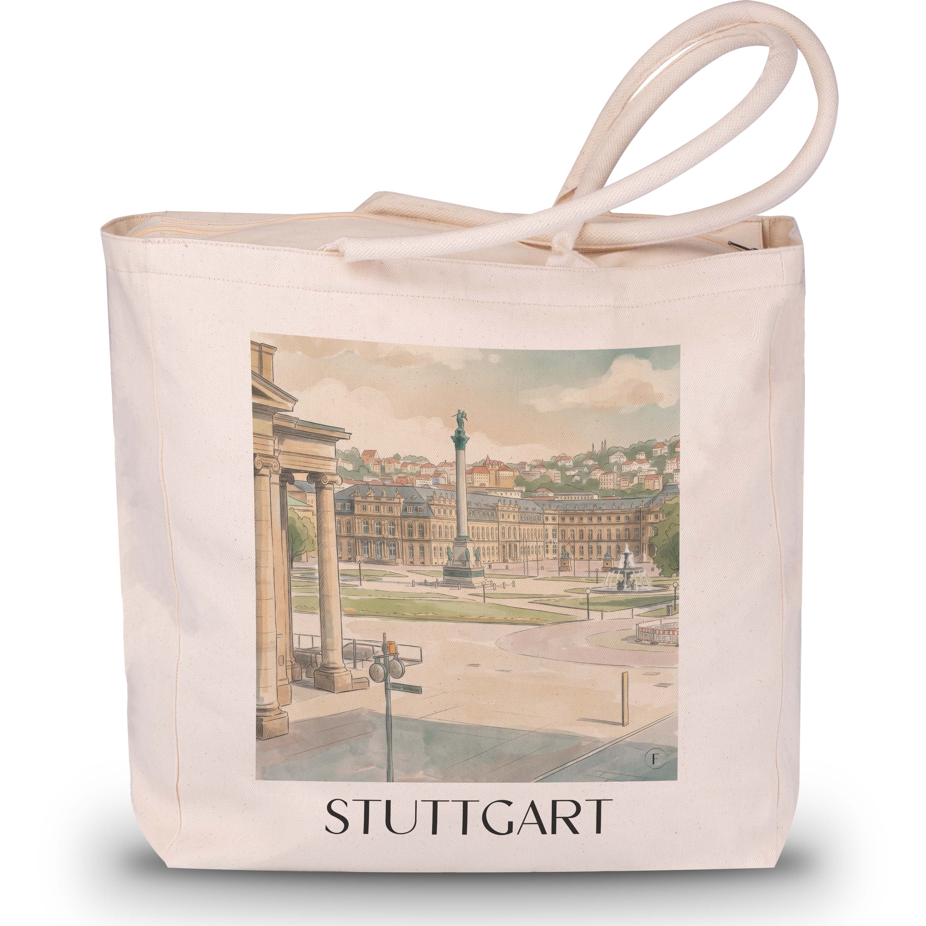 Stuttgart - Deutschland Tote Bag - Einkaufstasche im Aquarell Stil - favplace