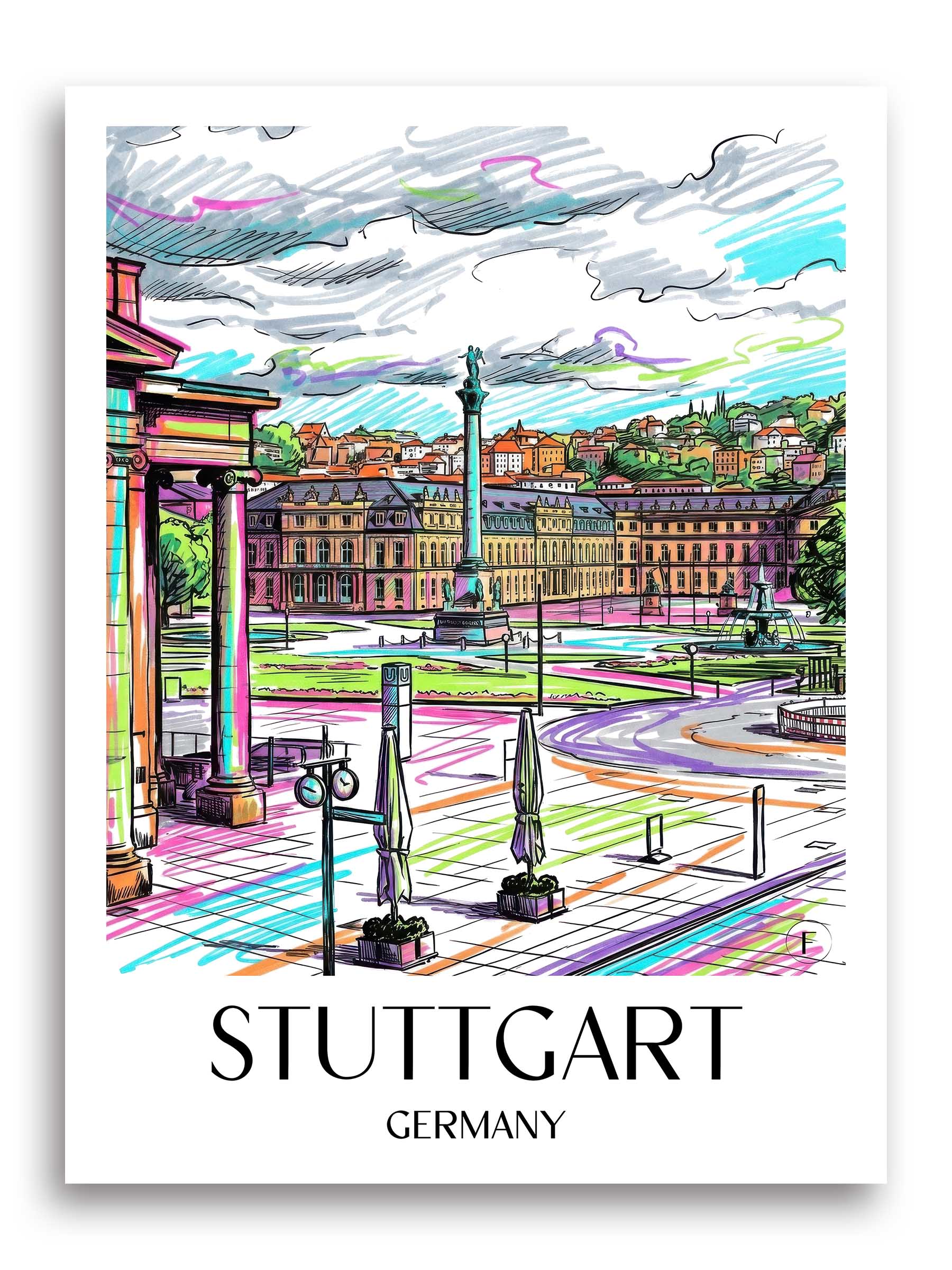 Stuttgart Poster - - Deutschland Kunstdruck - Tag Graffiti von A4 bis A1 - favplace