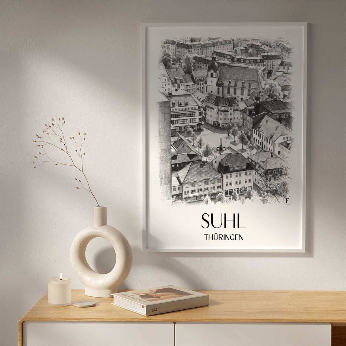 suhl-thüringen-deutschland-poster-bleistift-zeichnung-drawing