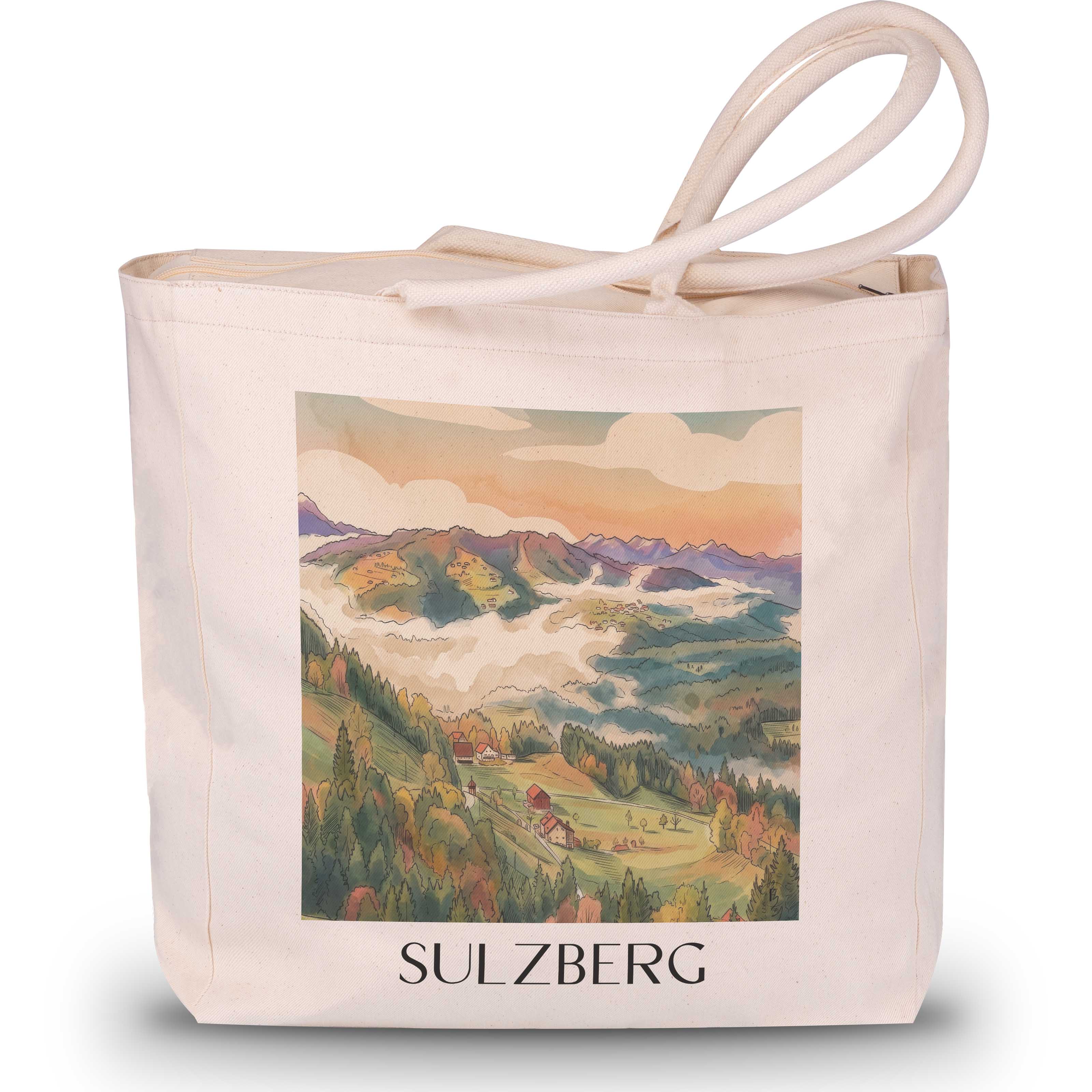 Sulzberg Shopping Tasche - Vorarlberg - Österreich Tote Bag - Einkaufstasche im Aquarell Stil - favplace