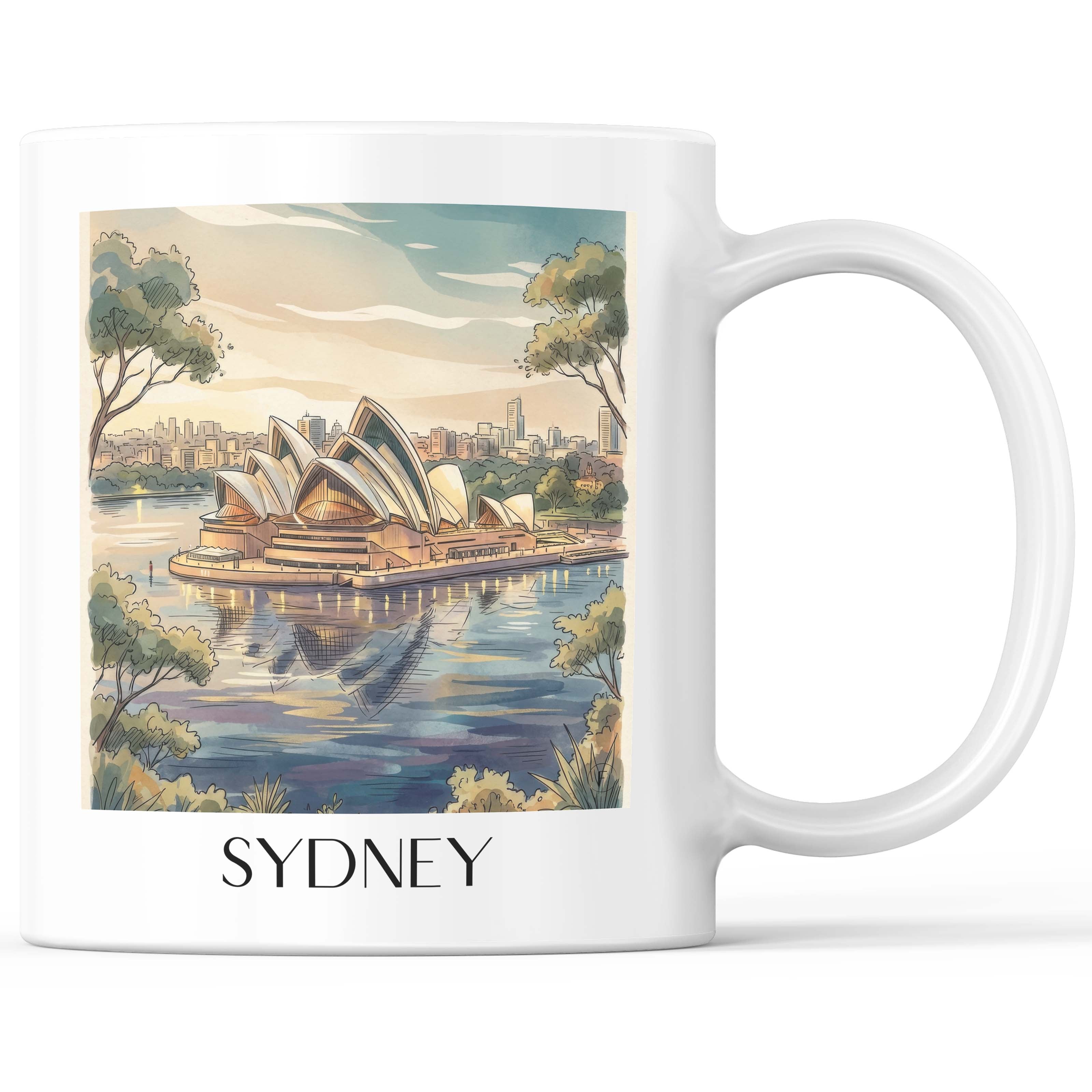 Sydney - Australien Becher - Kaffeetasse im Aquarell Stil - favplace