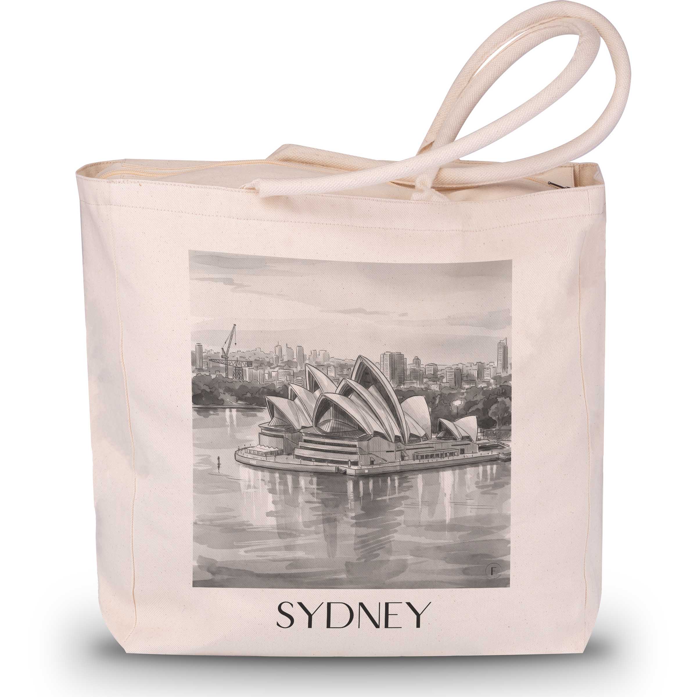 Sydney - Australien Tote Bag - Einkaufstasche im Aquarell Schwarz-Weiß Stil - favplace