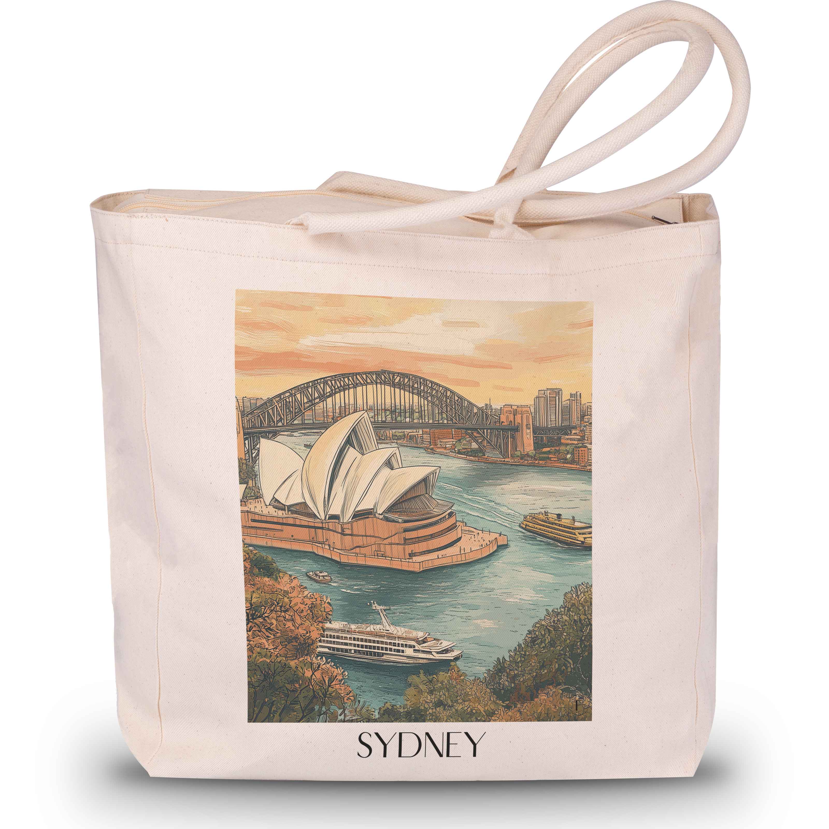 Sydney - Australien Tote Bag - Einkaufstasche im Aquarell Stil - favplace