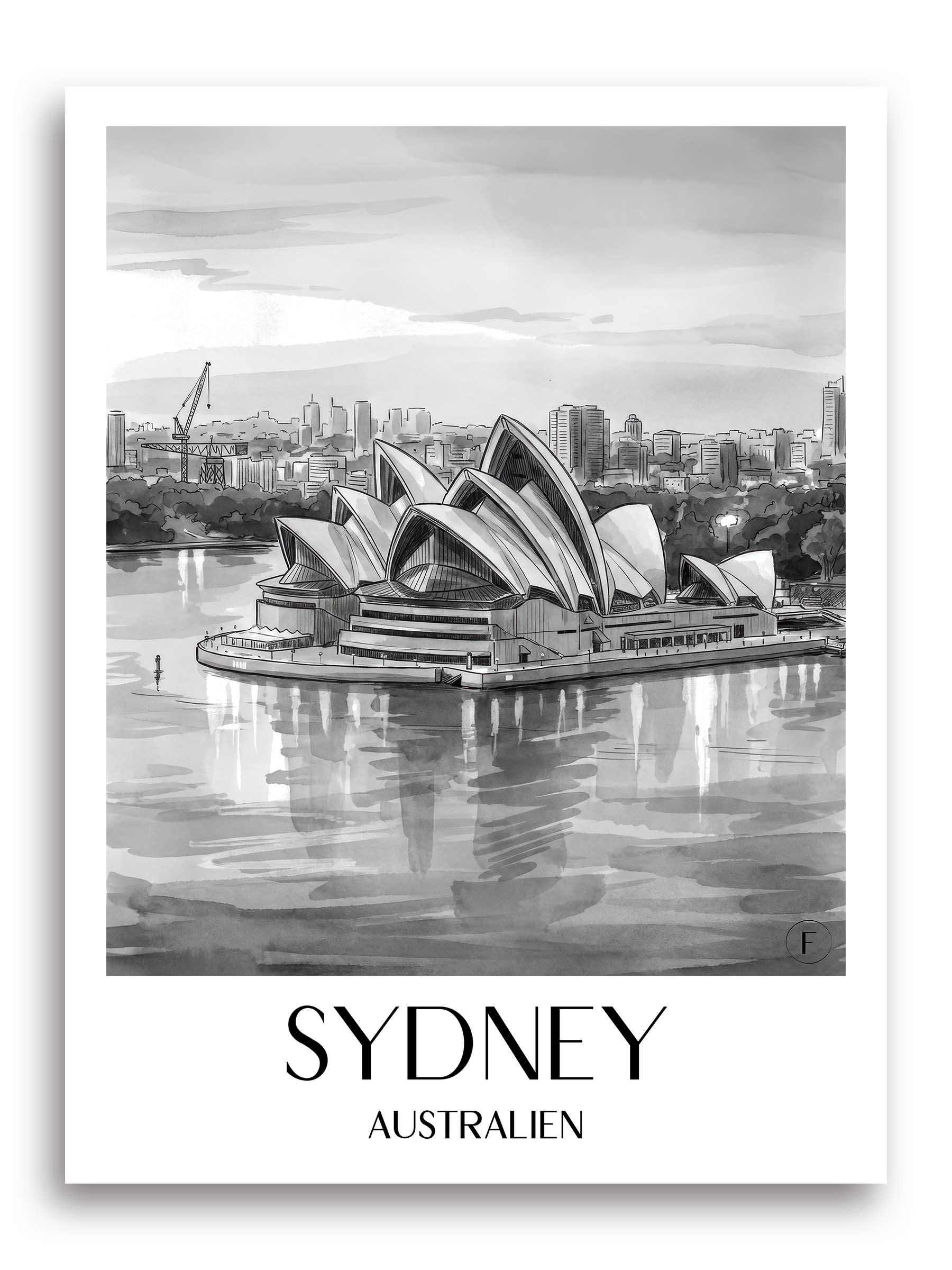 sydney-australien-poster-aquarell-schwarz-weiss