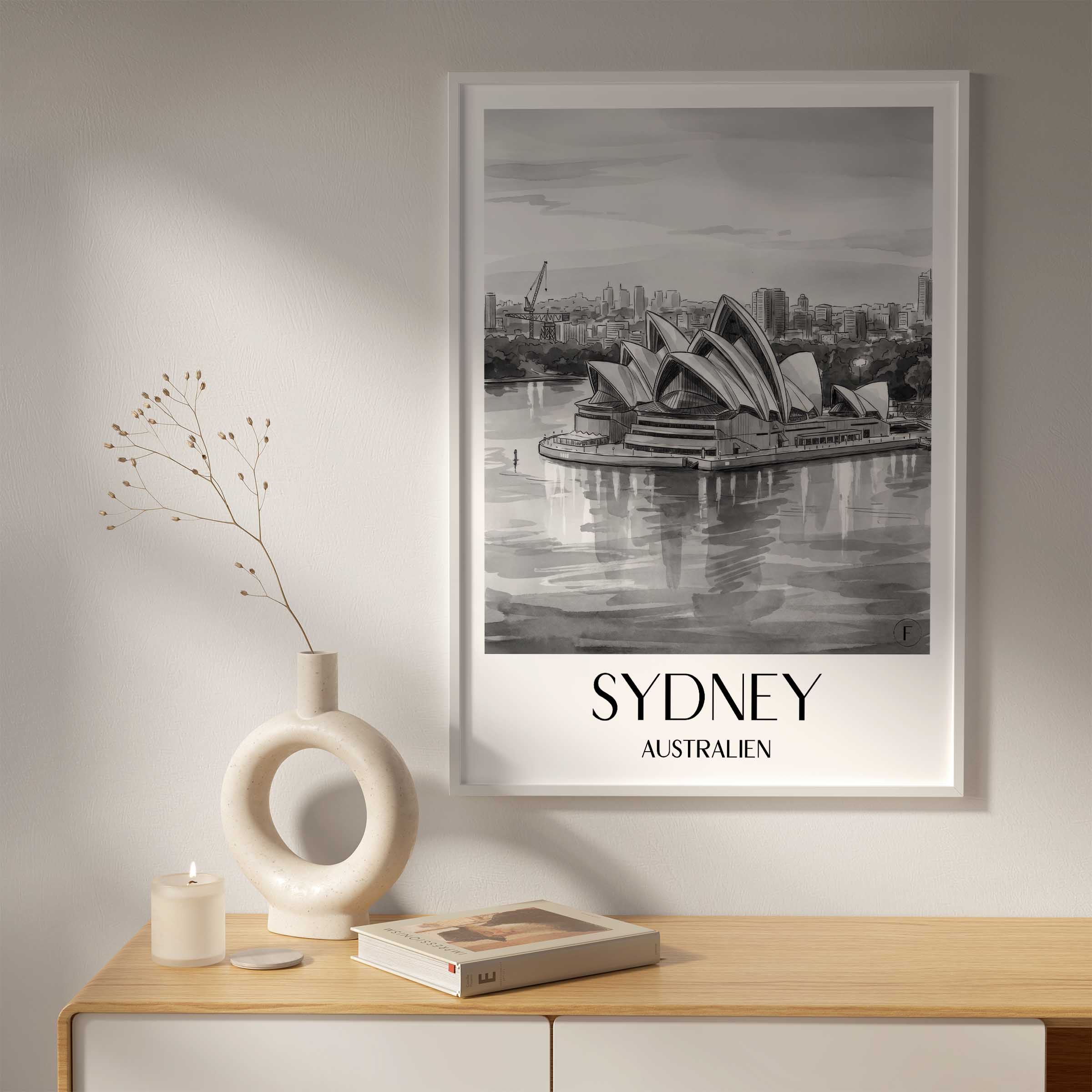 sydney-australien-poster-aquarell-schwarz-weiss
