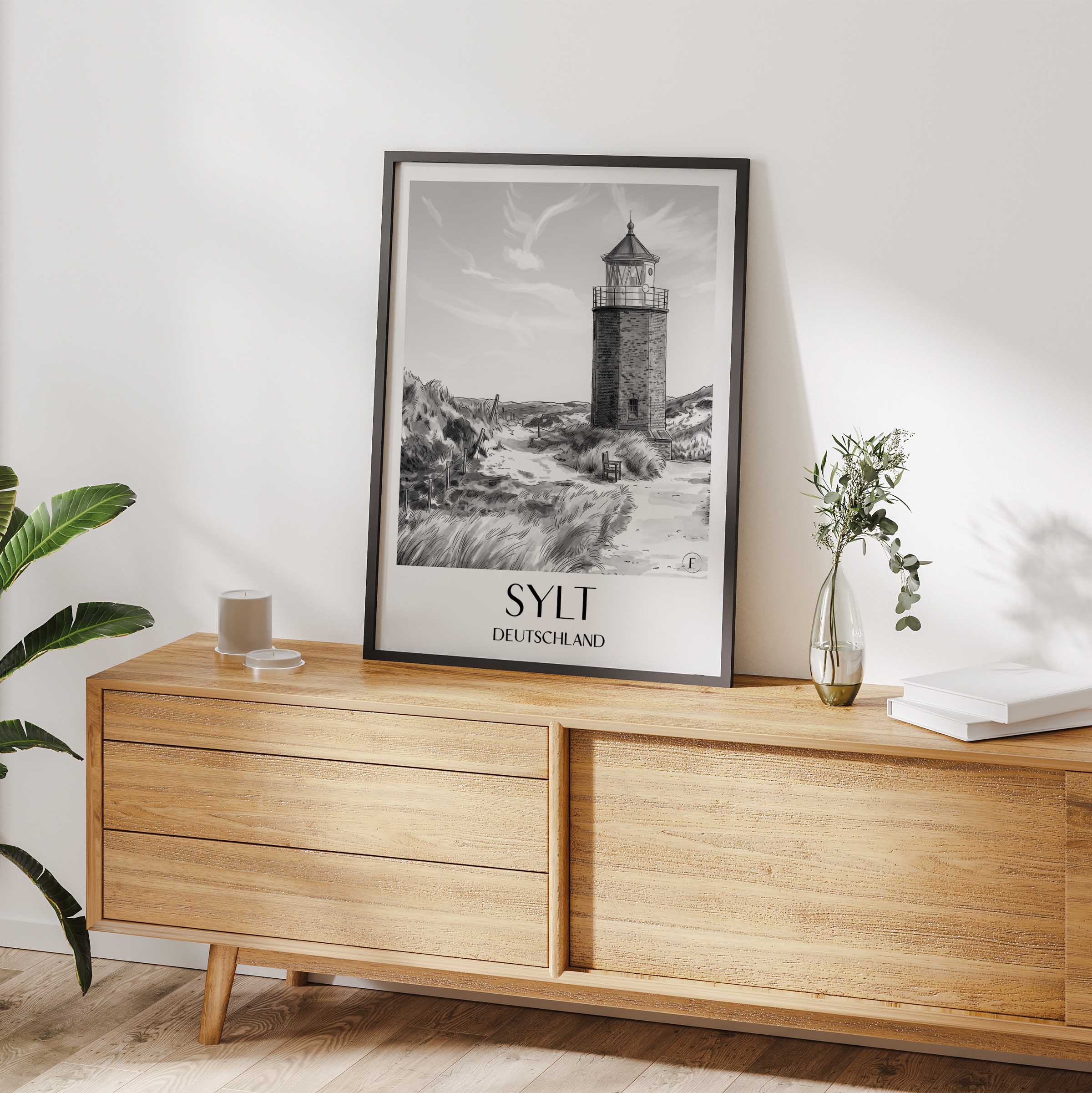 sylt-deutschland-poster-aquarell-schwarz-weiss